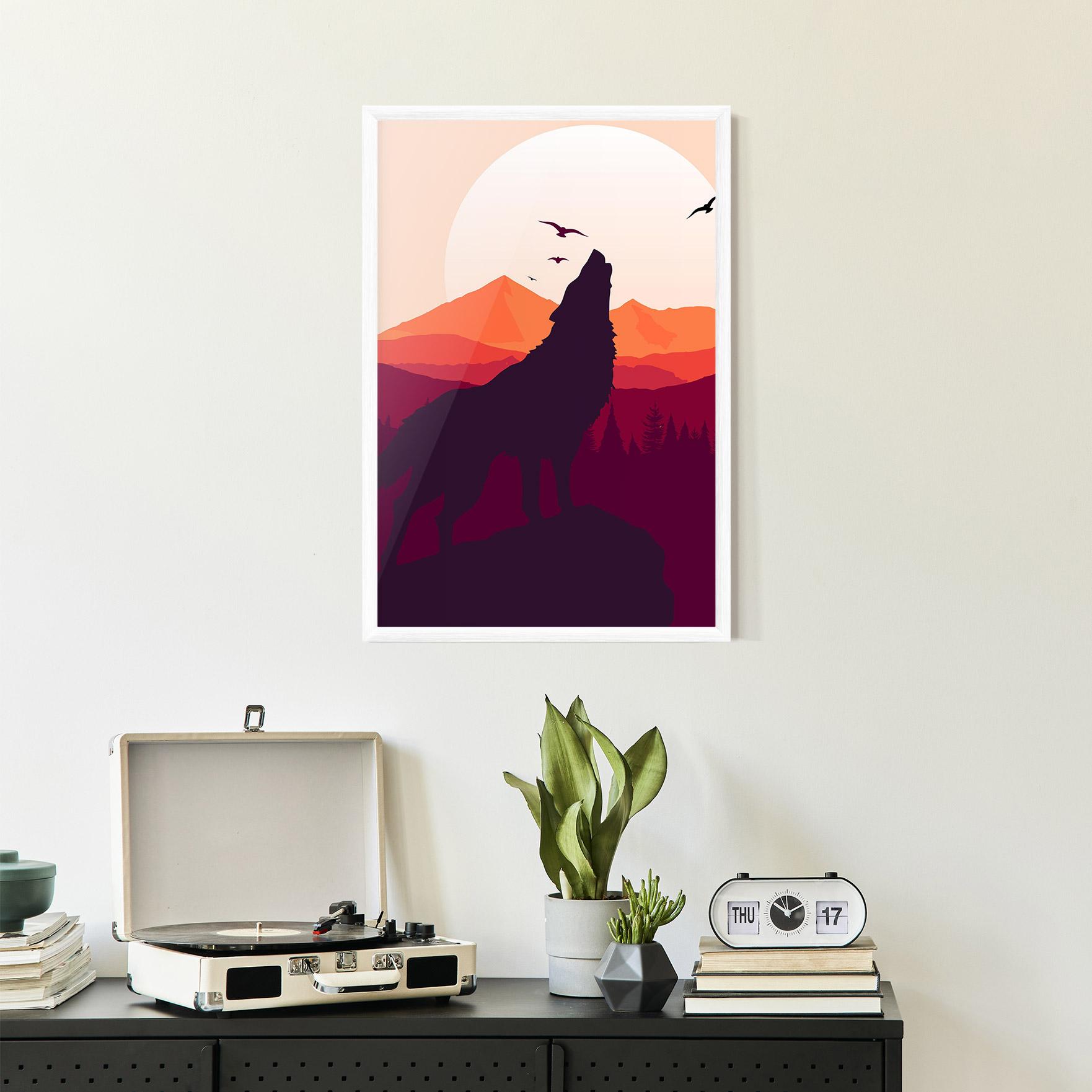 Gerahmte Poster Wolf Pink Moon mockup 2