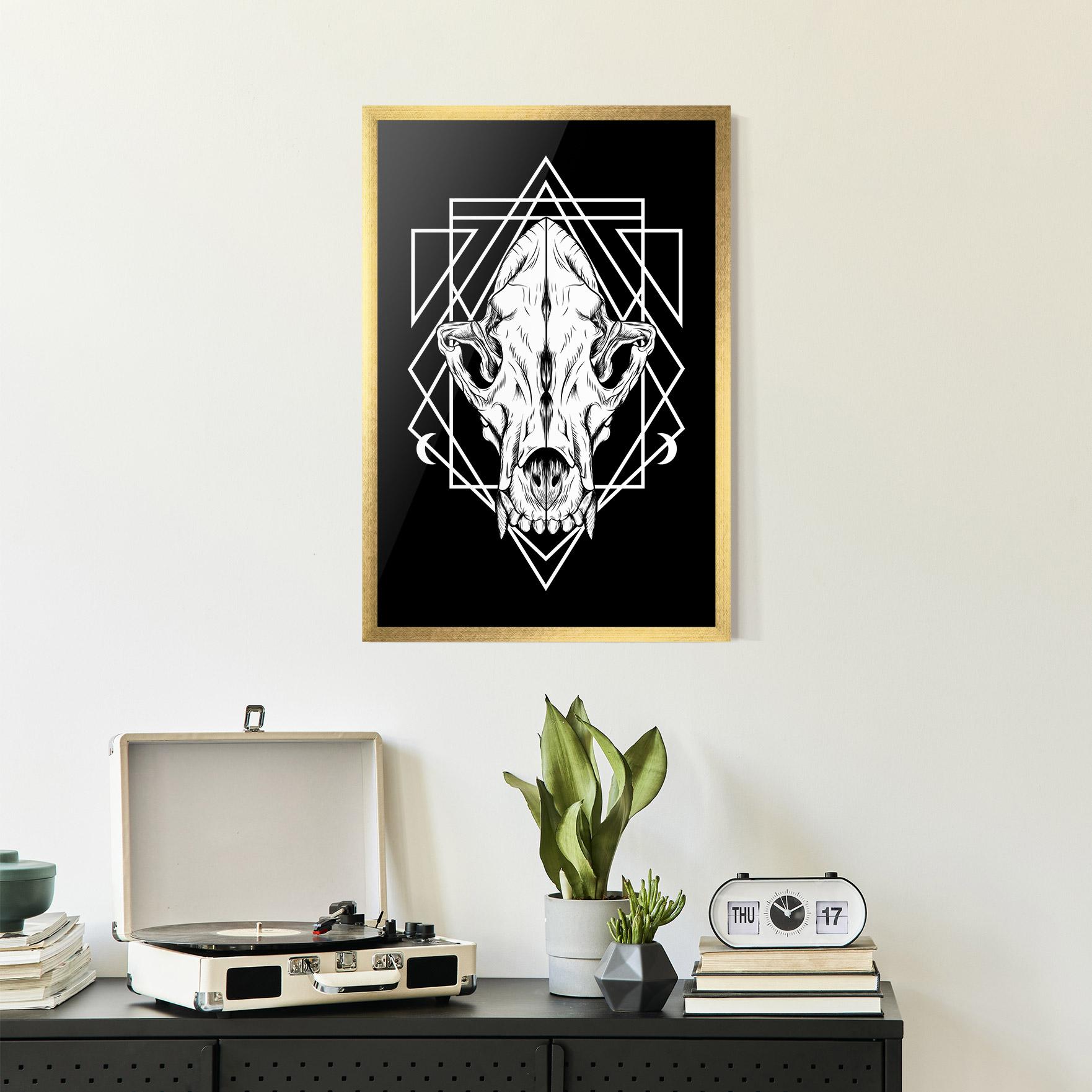 Gerahmte Poster Dark Wolf Skull mockup 2