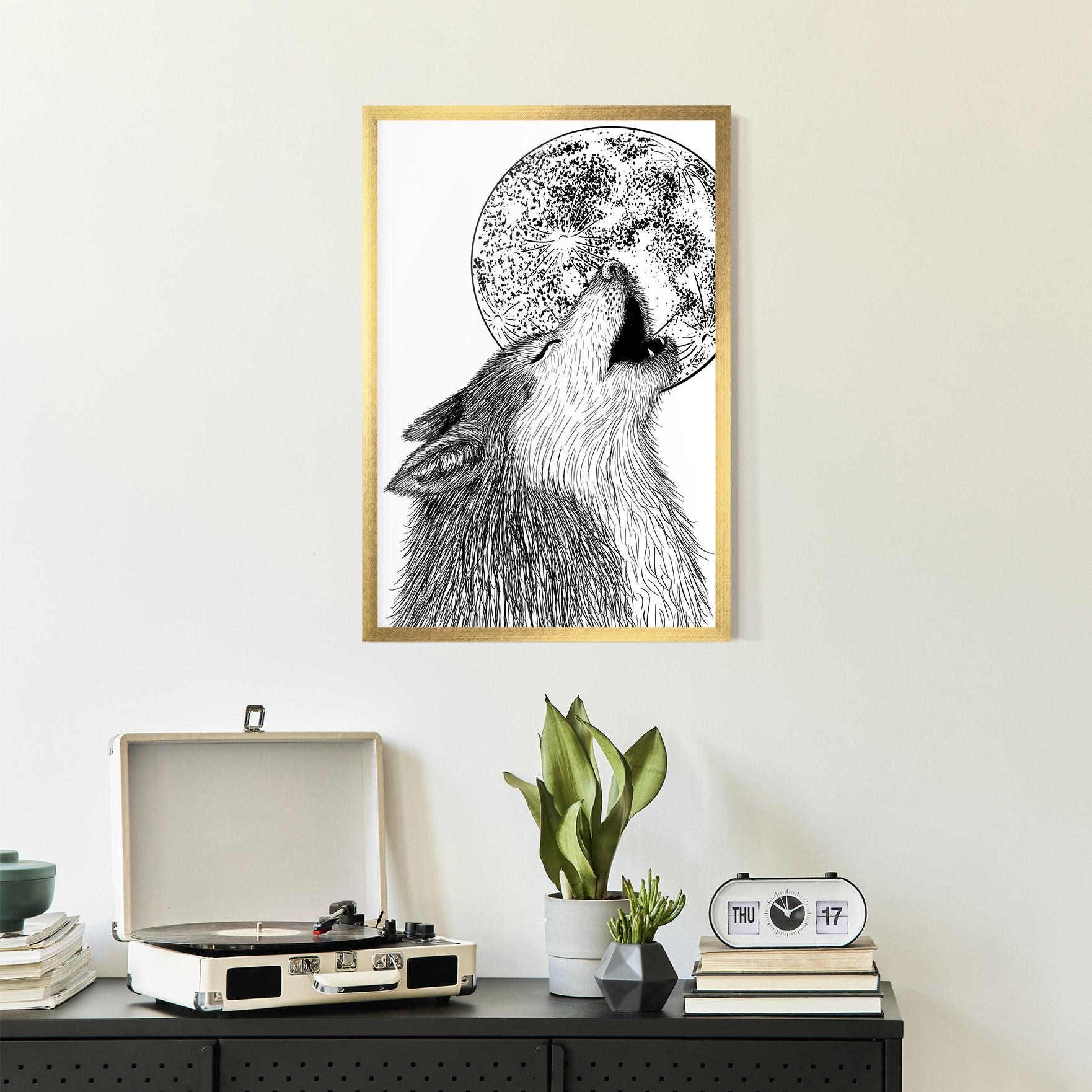 Gerahmte Poster Pretty Moon Wolf mockup 2