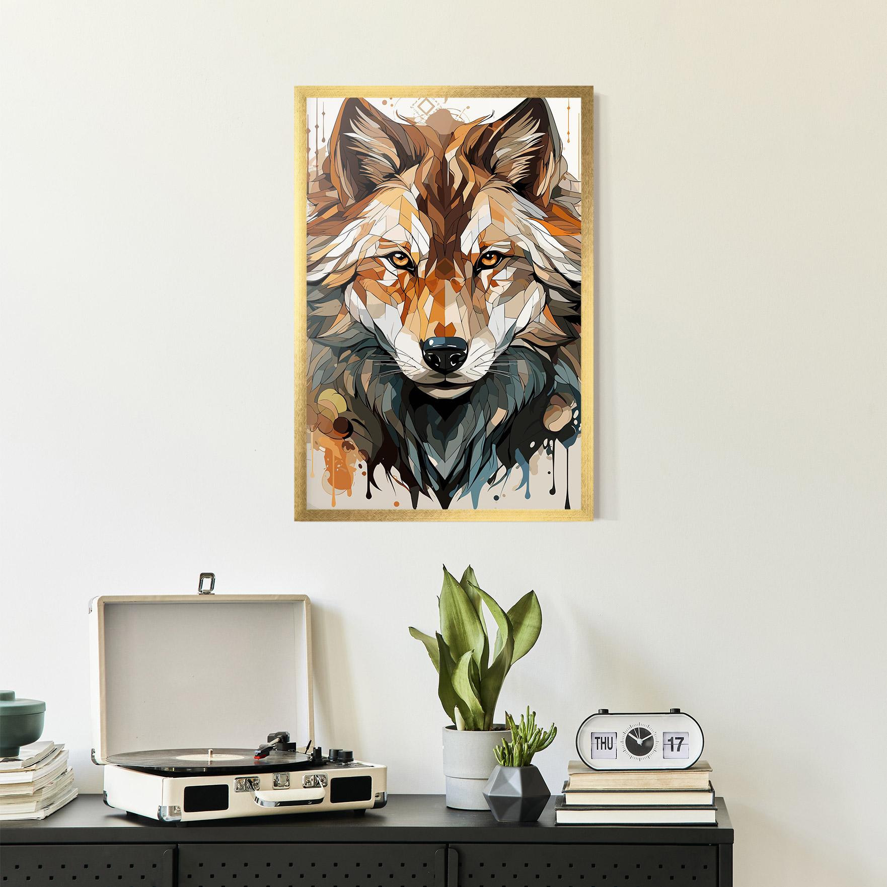 Gerahmte Poster Pretty Orange Wolf mockup 2