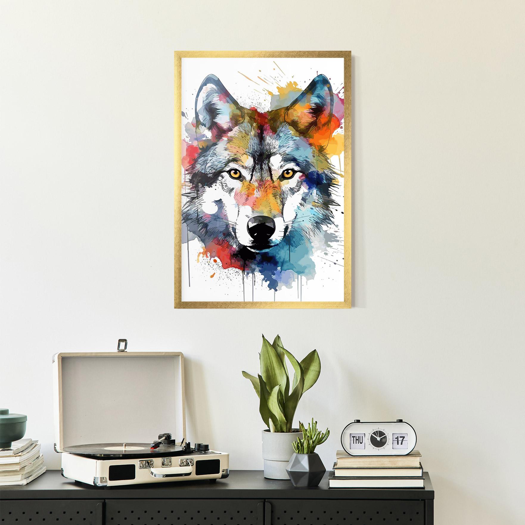 Gerahmte Poster Wolf Art mockup 2