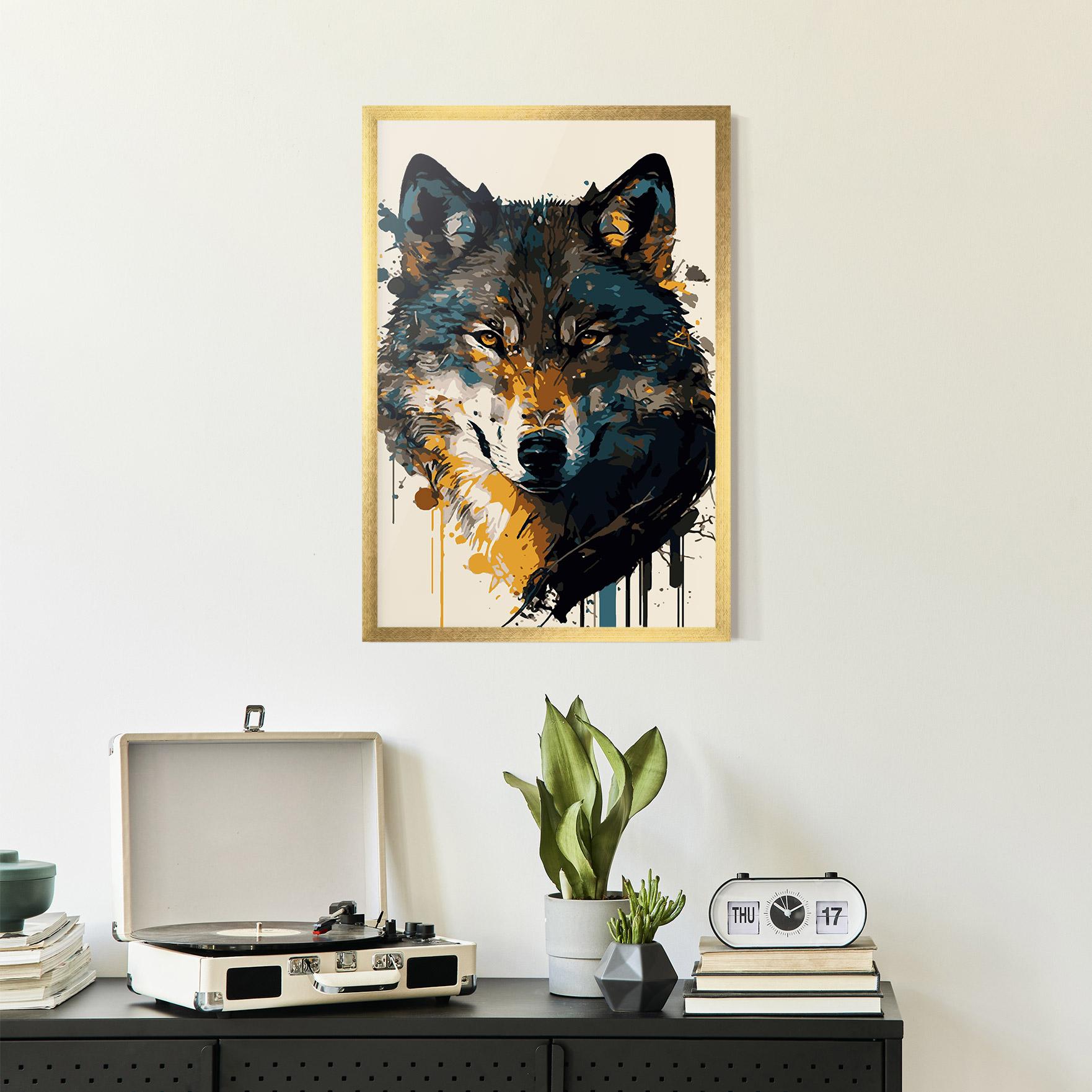 Gerahmte Poster Wolf Head Art mockup 2