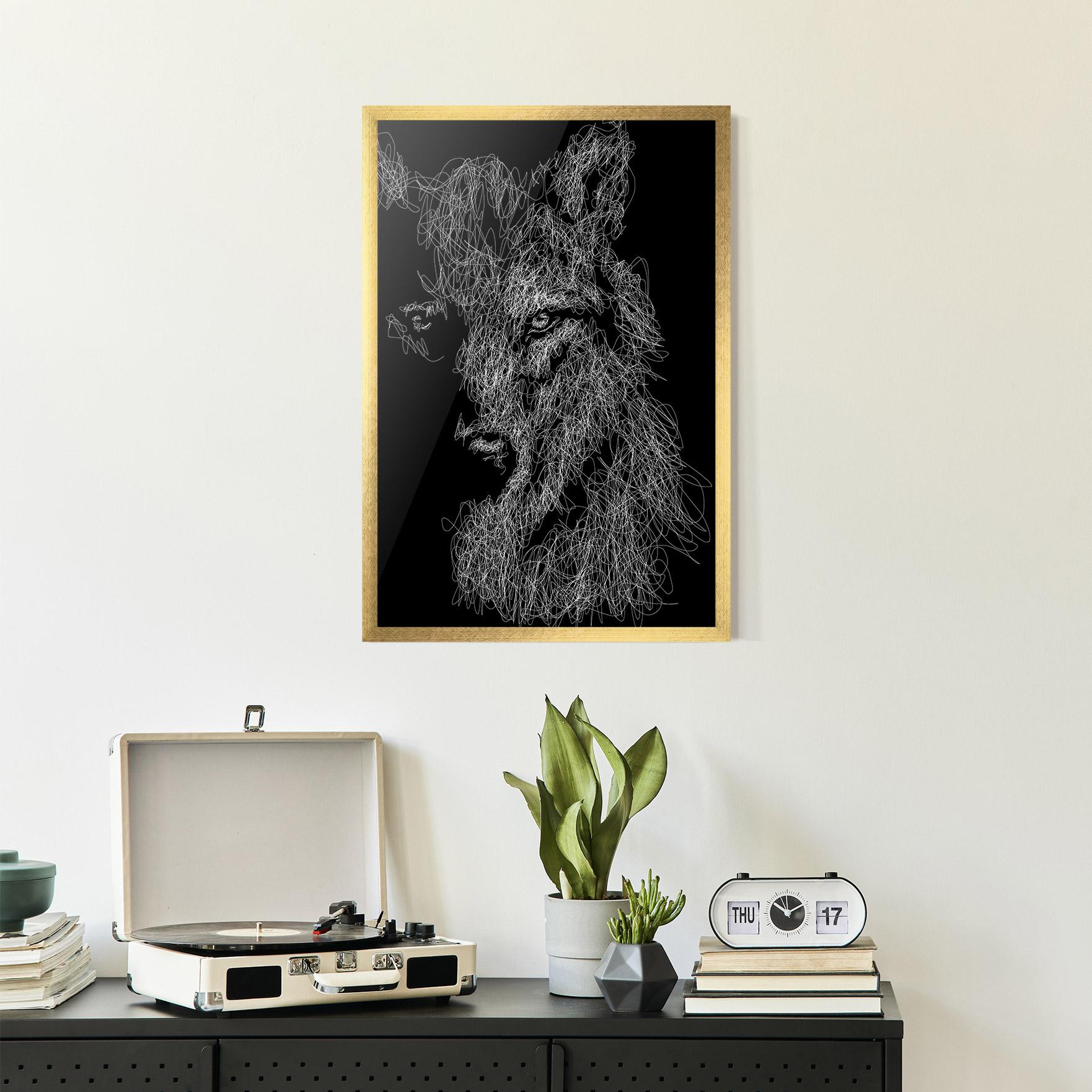 Gerahmte Poster Wolf Line mockup 2