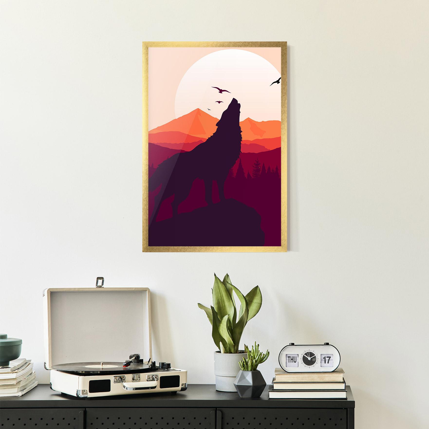 Gerahmte Poster Wolf Pink Moon mockup 2
