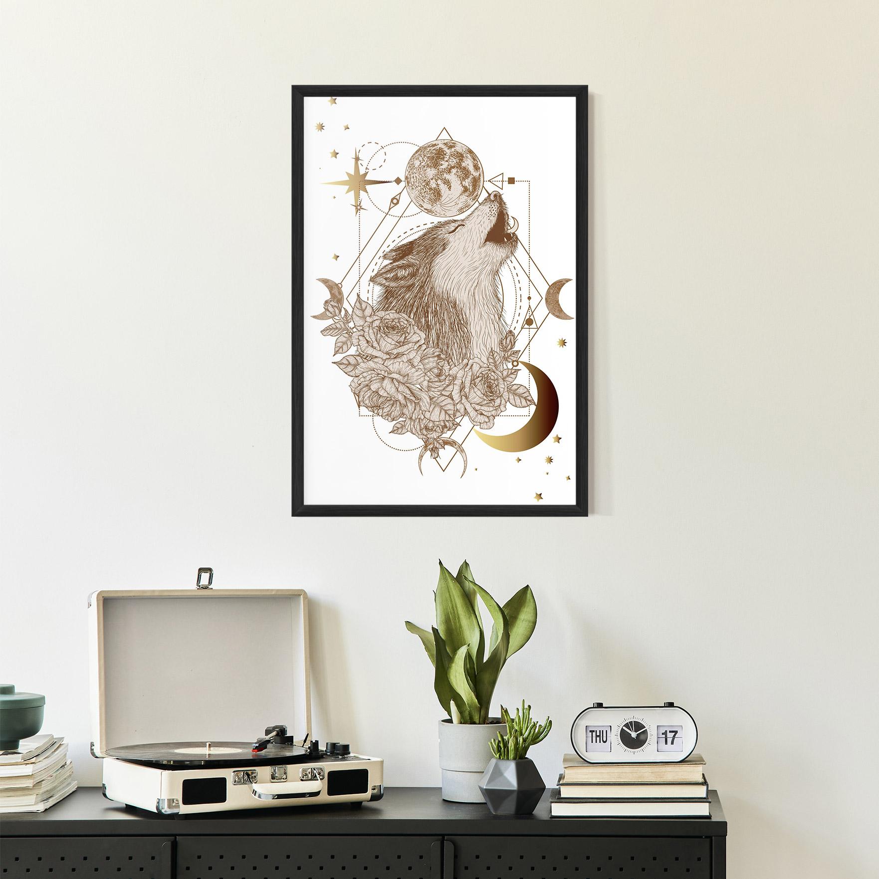 Gerahmte Poster Magical Wolf mockup 2