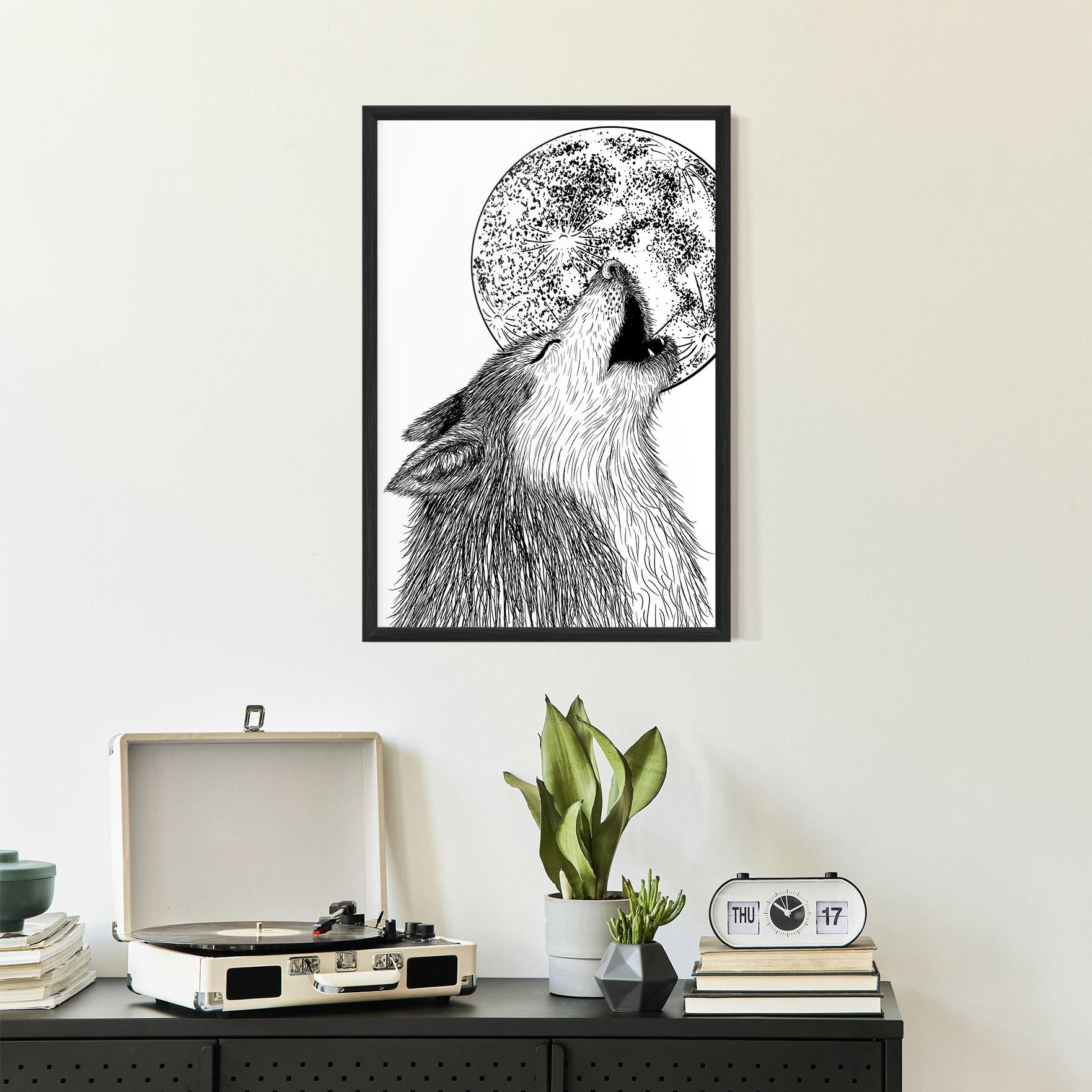 Gerahmte Poster Pretty Moon Wolf mockup 2