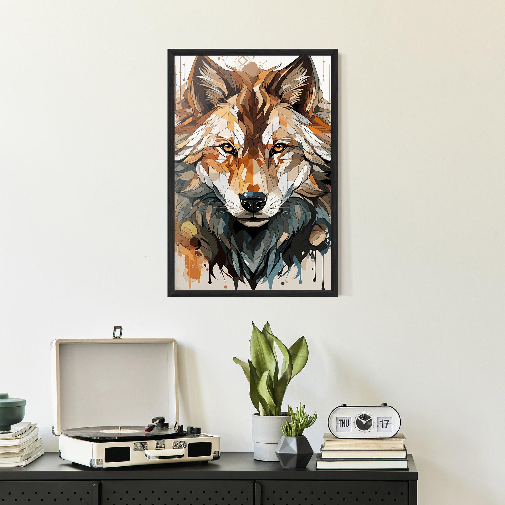 Gerahmte Poster Pretty Orange Wolf mockup 2