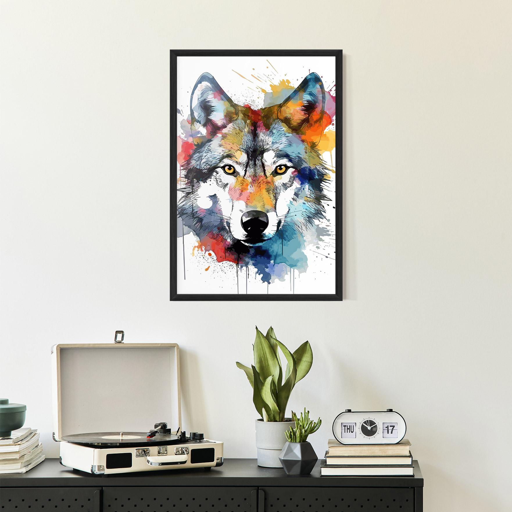 Gerahmte Poster Wolf Art mockup 2