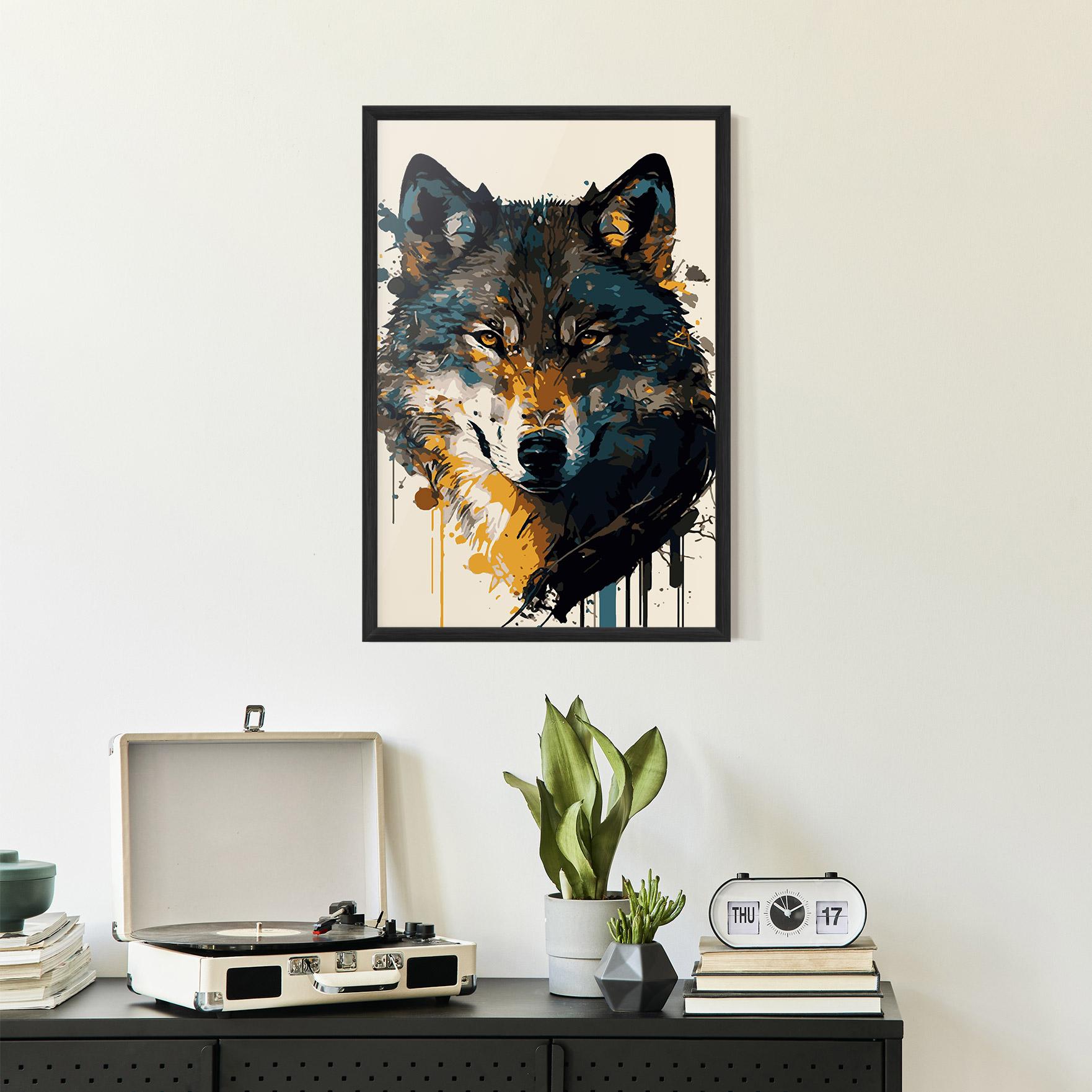 Gerahmte Poster Wolf Head Art mockup 2