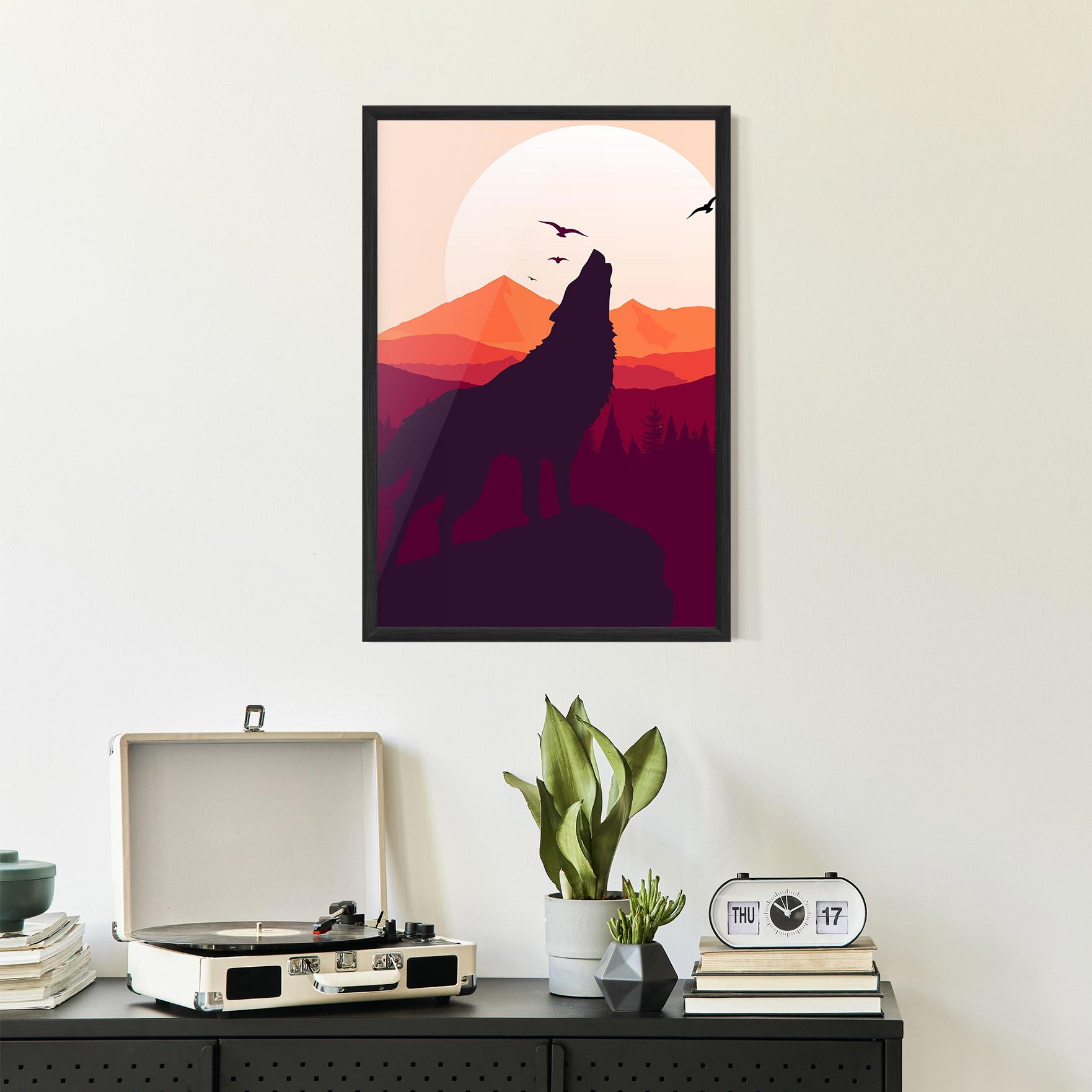 Gerahmte Poster Wolf Pink Moon mockup 2