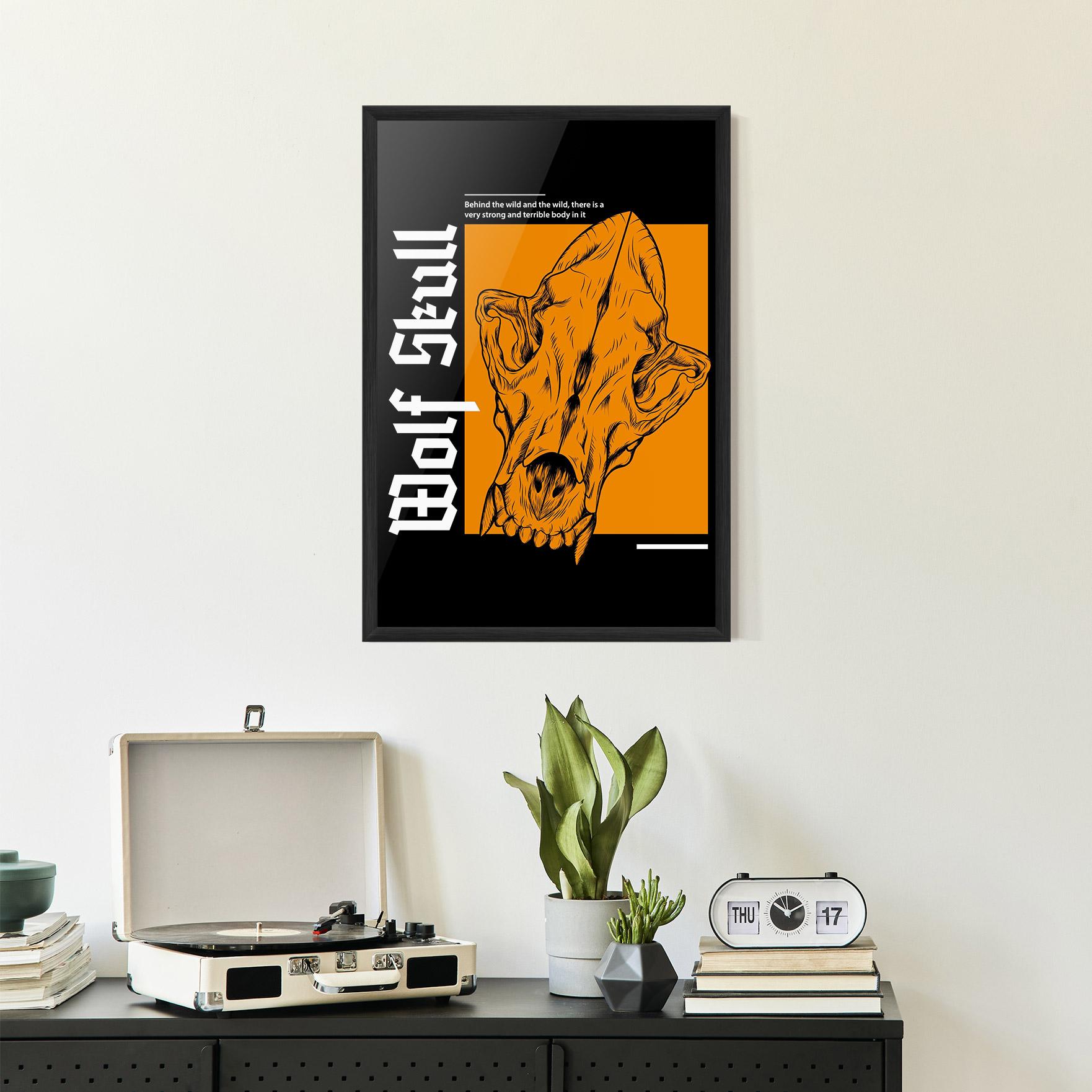 Gerahmte Poster Wolf Skull mockup 2