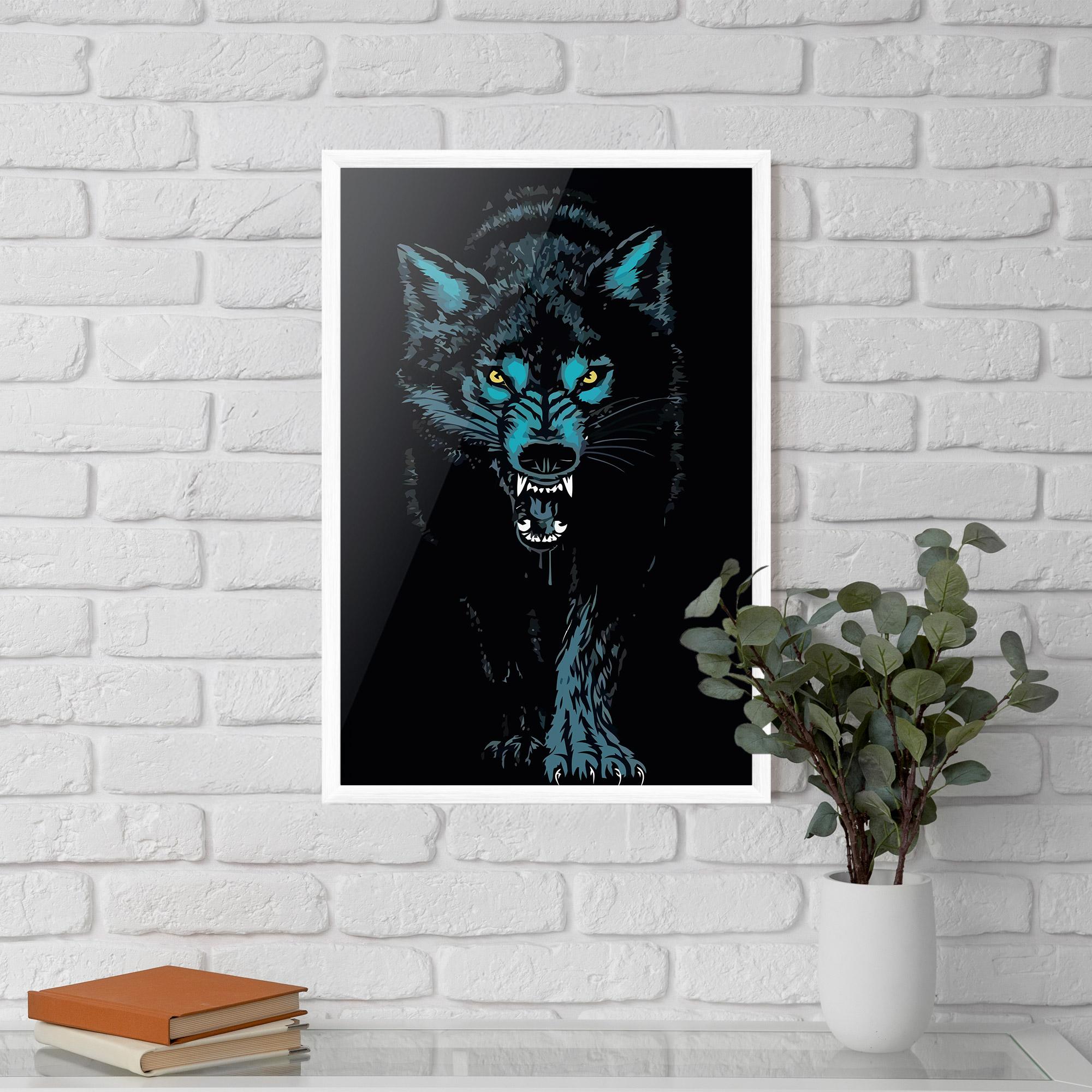 Gerahmte Poster Blue Wolf mockup 5
