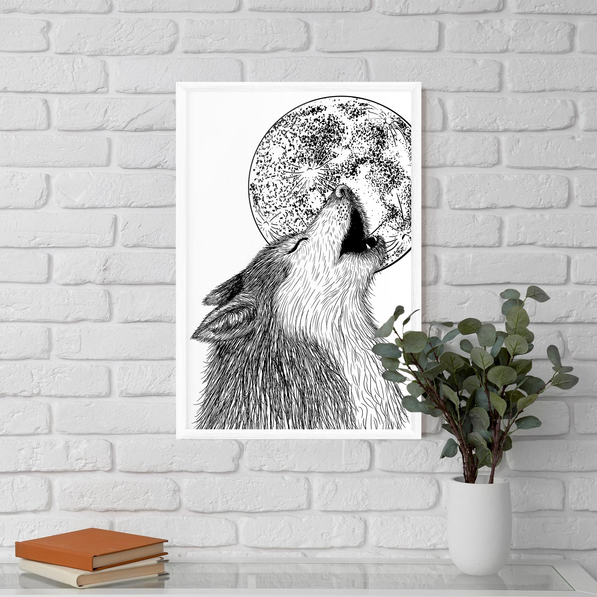 Gerahmte Poster Pretty Moon Wolf mockup 5
