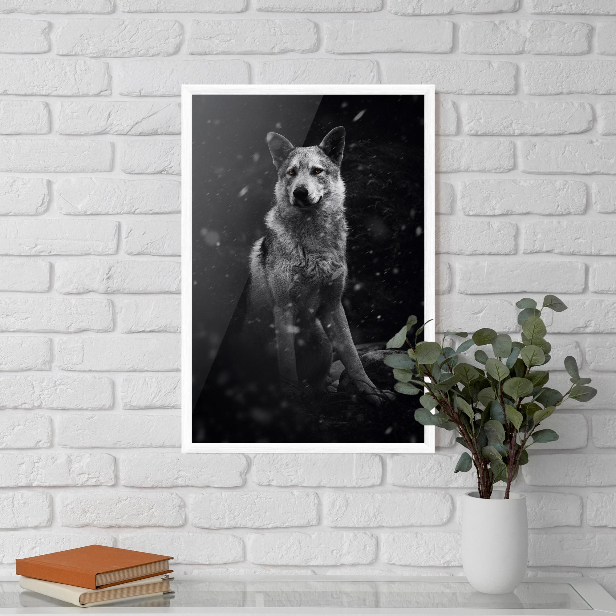 Gerahmte Poster Sitting Wolf mockup 5