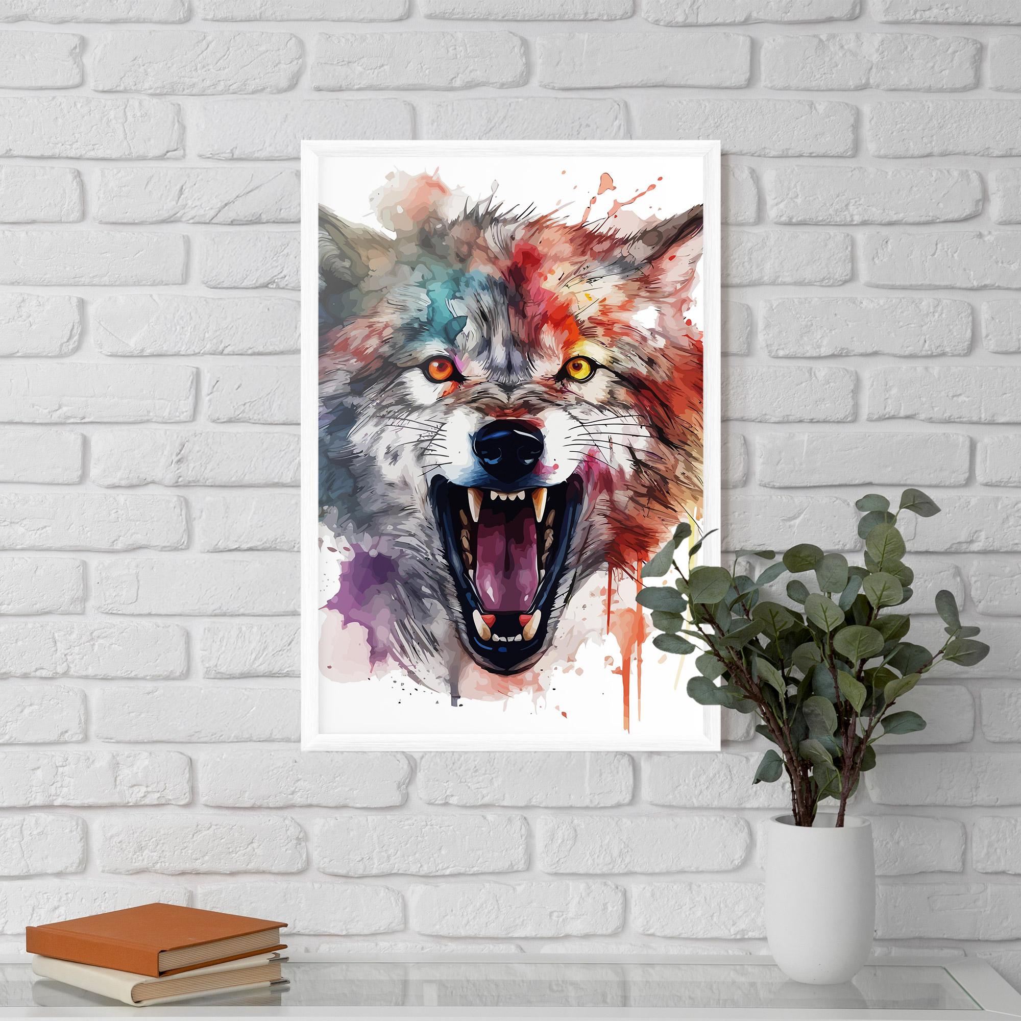 Gerahmte Poster Watercolor Angry Wolf mockup 5