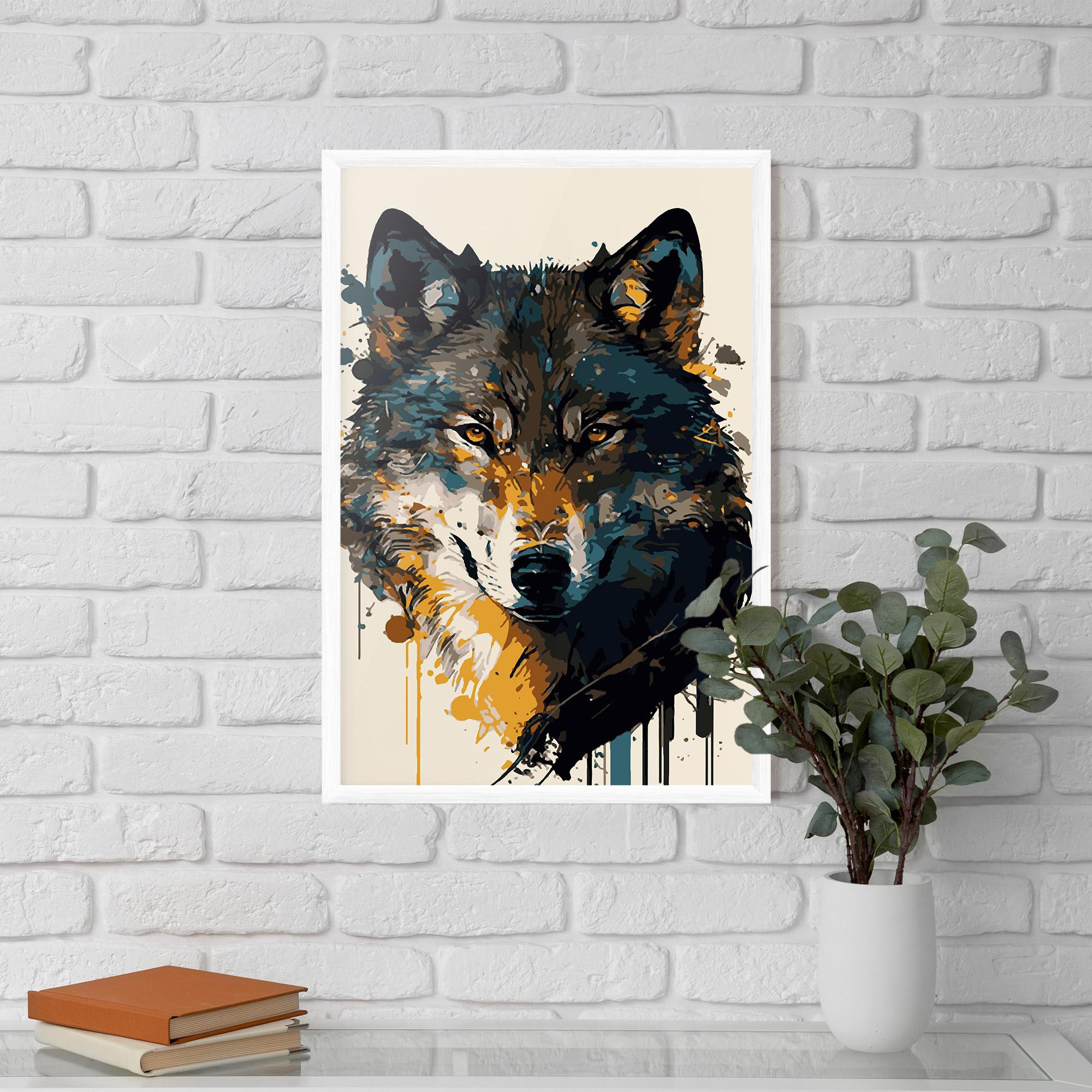 Gerahmte Poster Wolf Head Art mockup 5