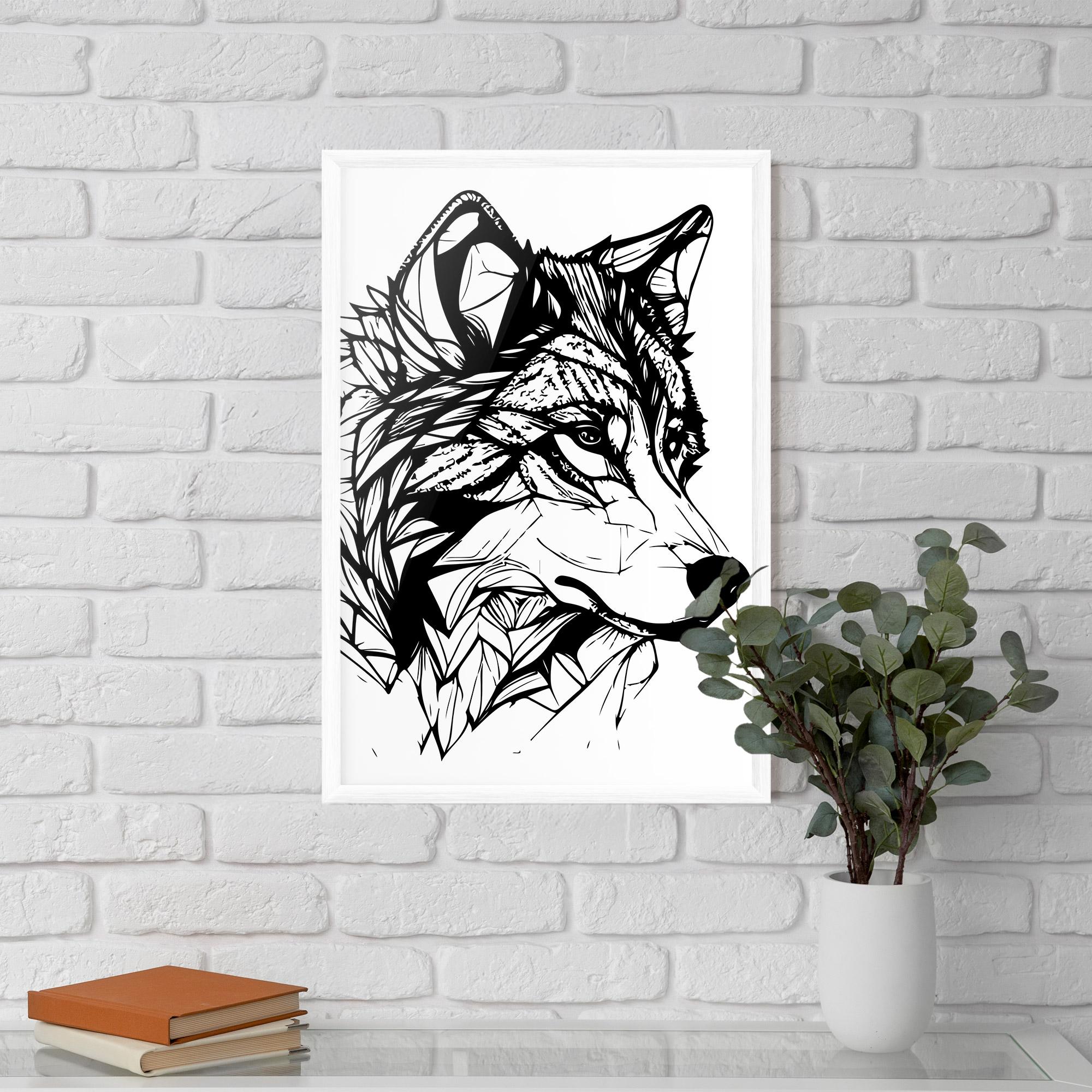 Gerahmte Poster Wolf Head Line mockup 5