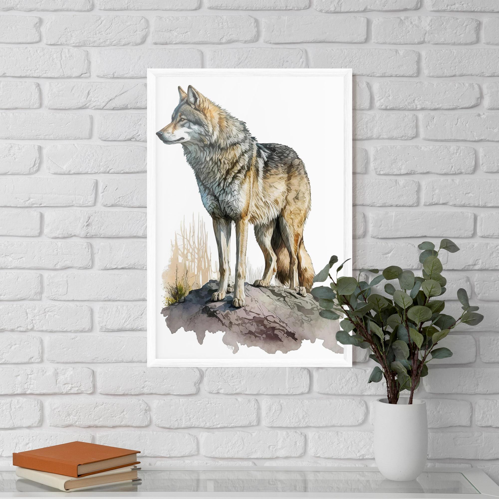 Gerahmte Poster Wolf On Rock mockup 5
