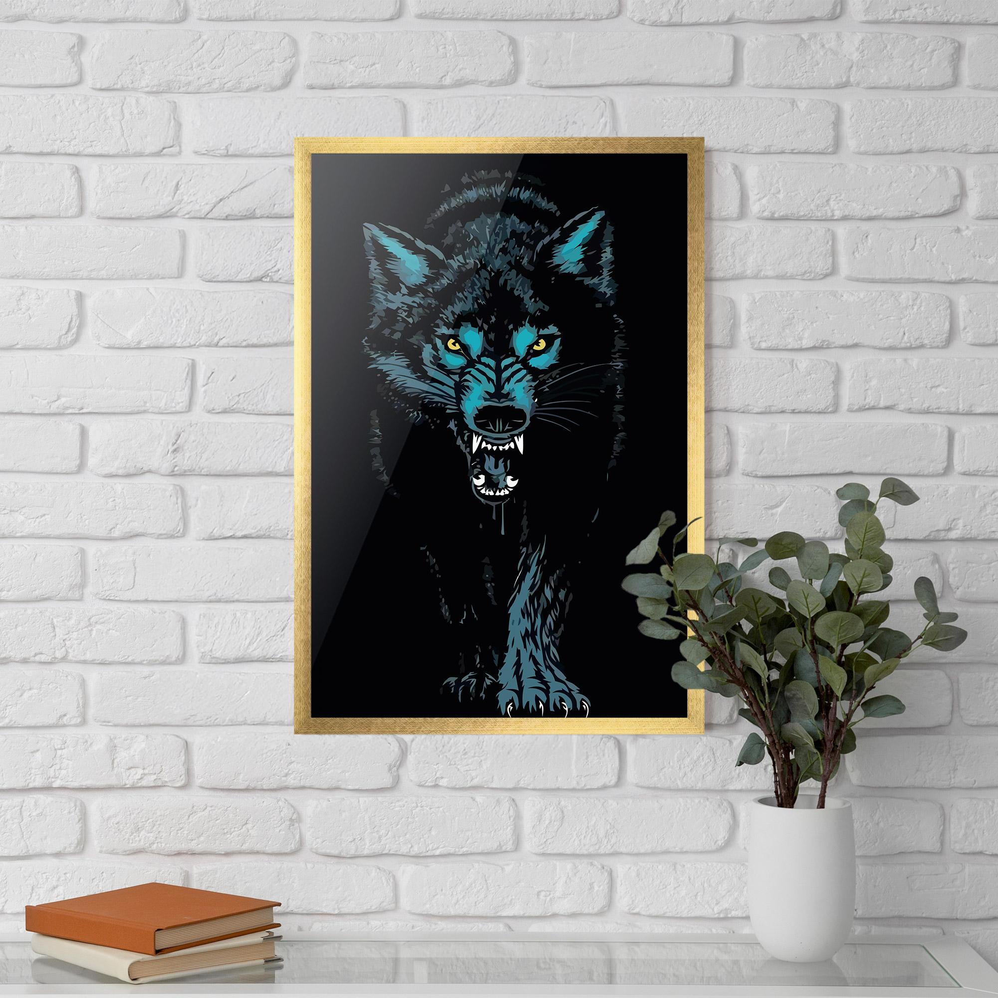 Gerahmte Poster Blue Wolf mockup 5