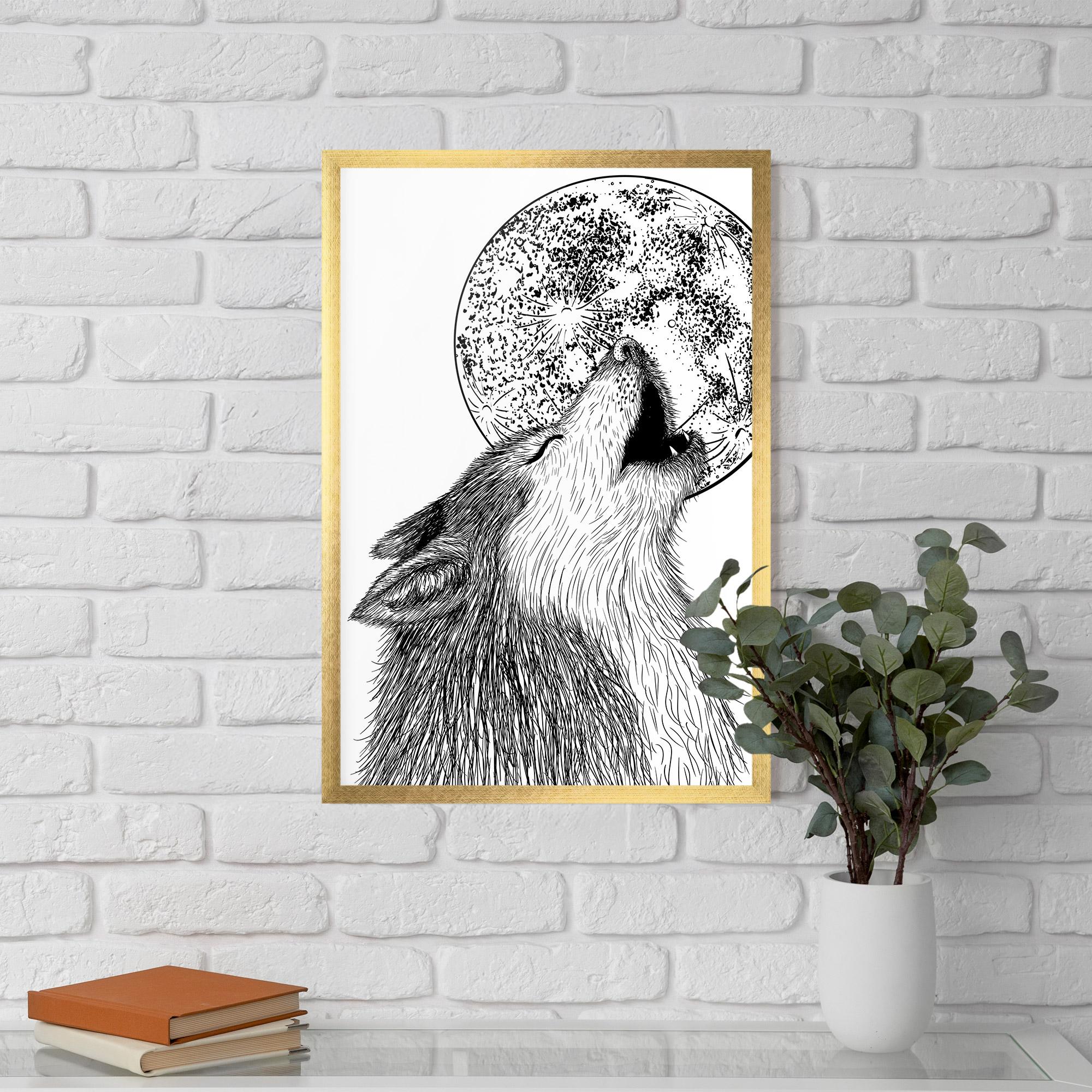 Gerahmte Poster Pretty Moon Wolf mockup 5