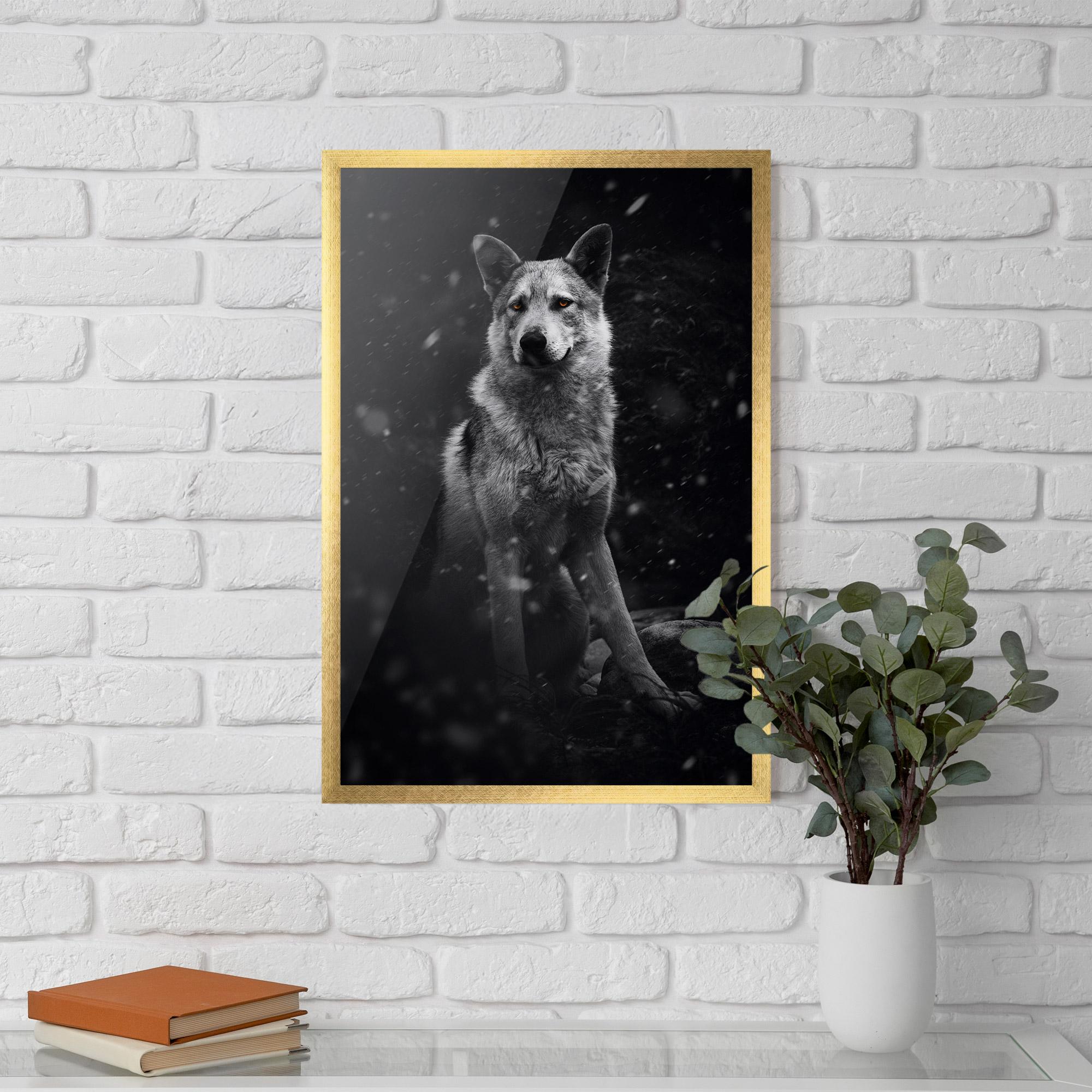 Gerahmte Poster Sitting Wolf mockup 5
