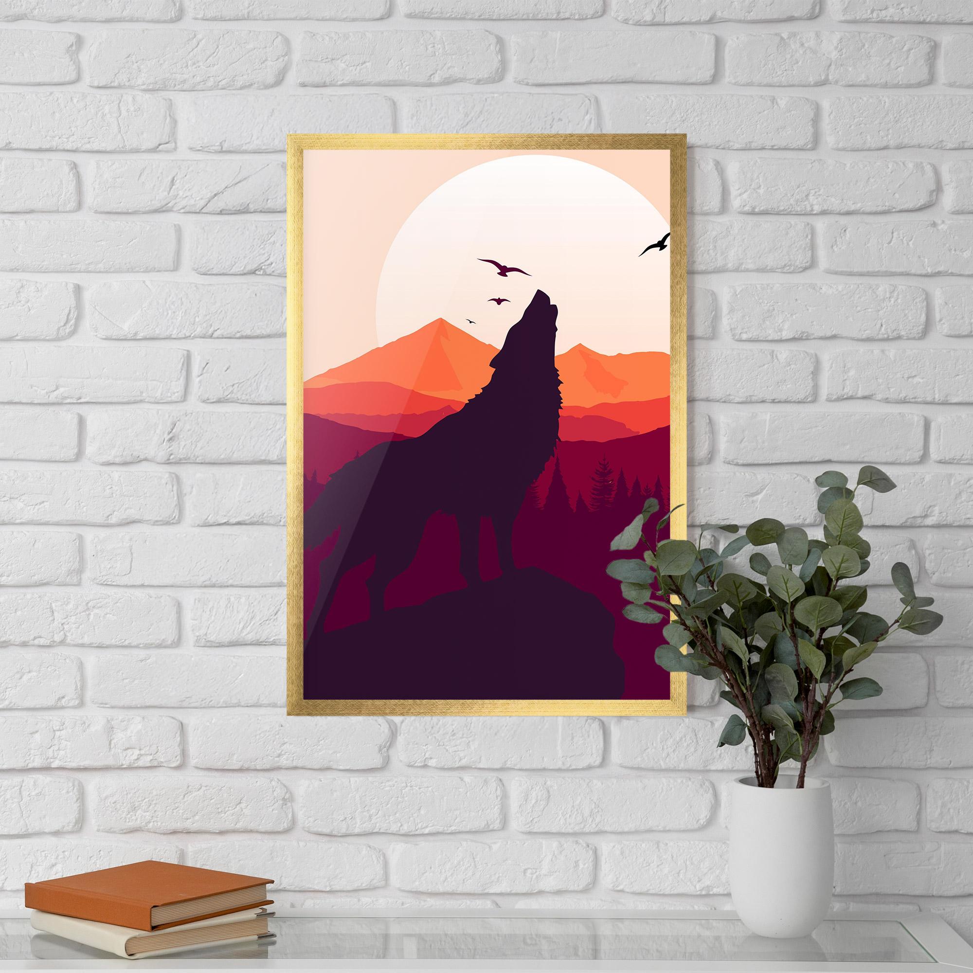 Gerahmte Poster Wolf Pink Moon mockup 5