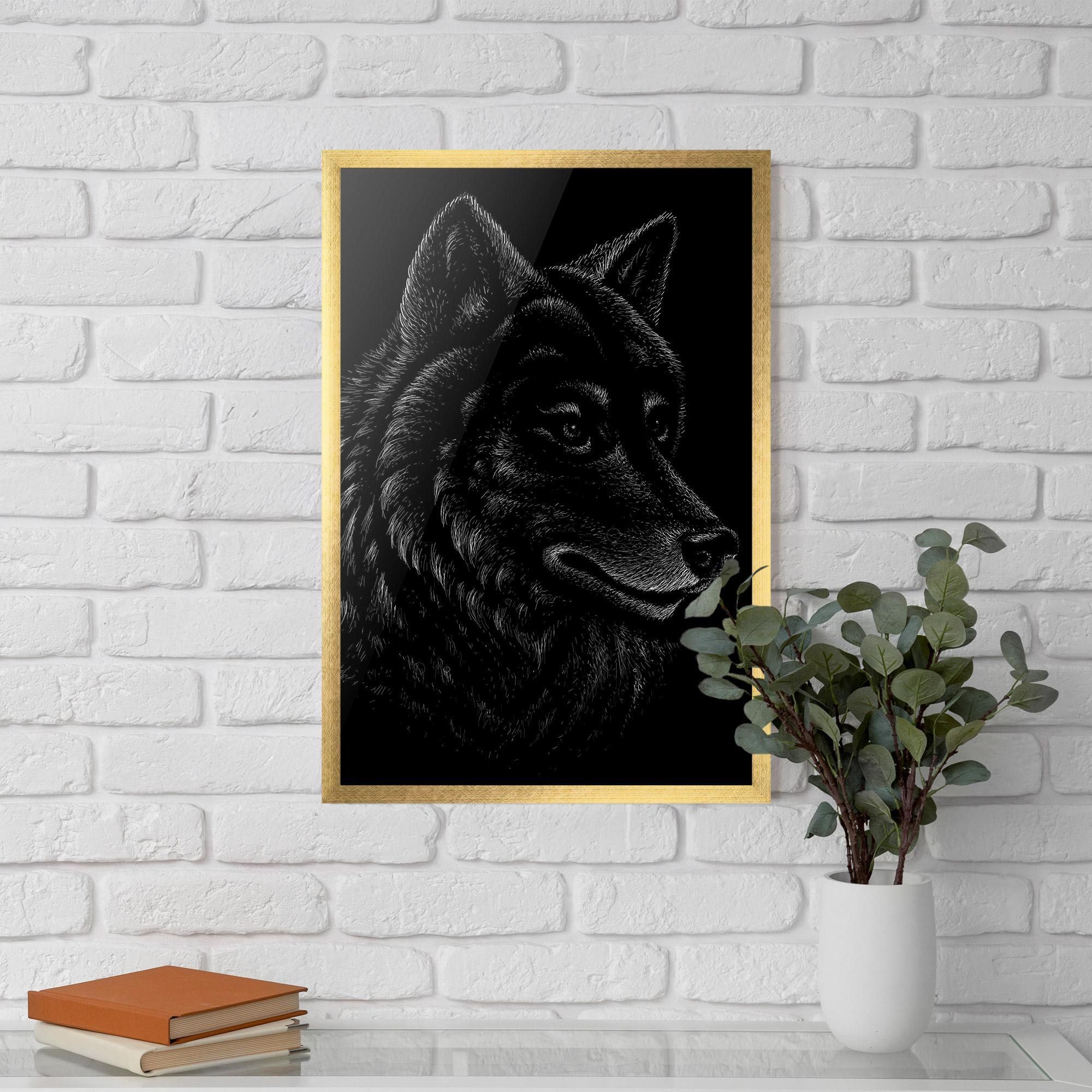 Gerahmte Poster Wolf Shillouette Head mockup 5