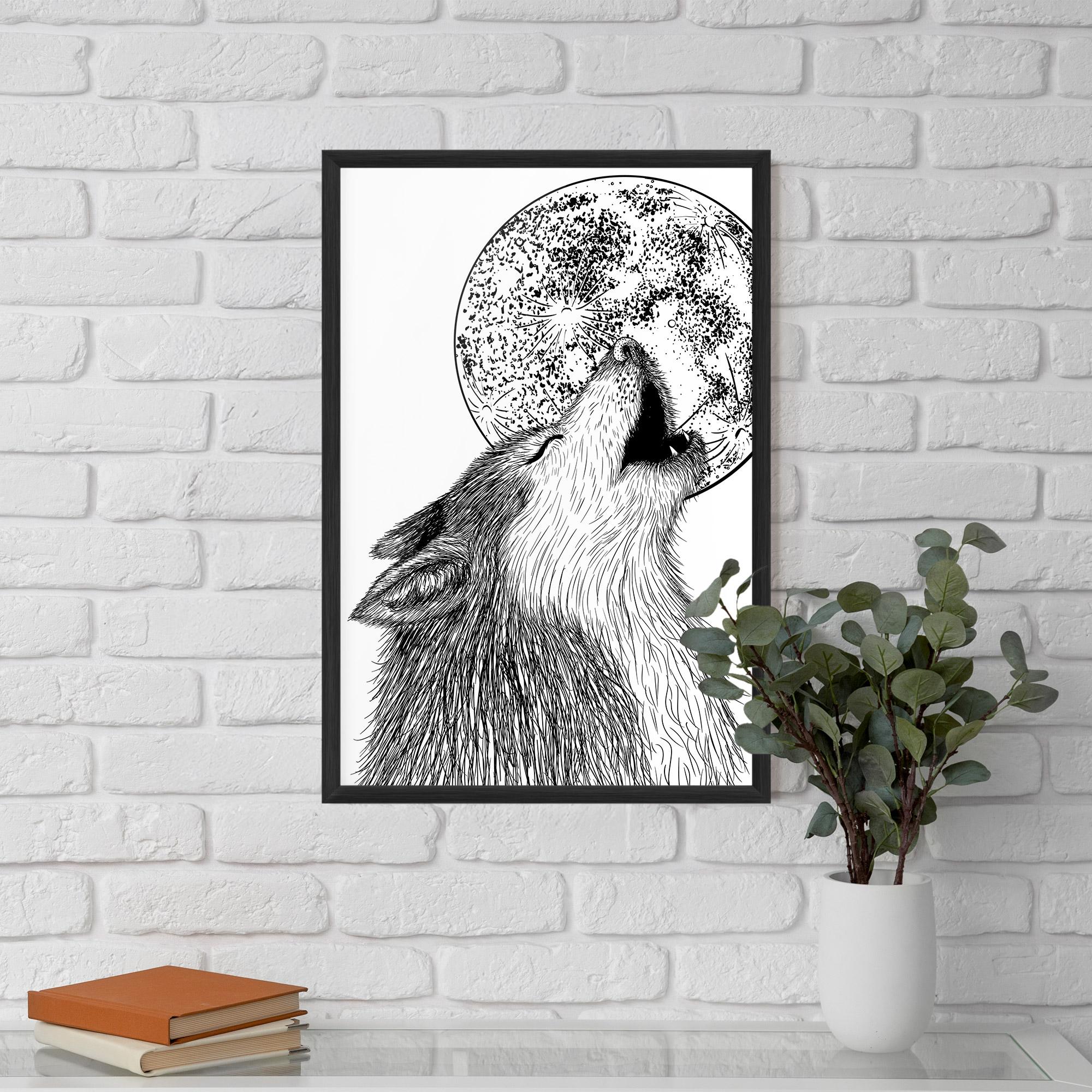 Gerahmte Poster Pretty Moon Wolf mockup 5