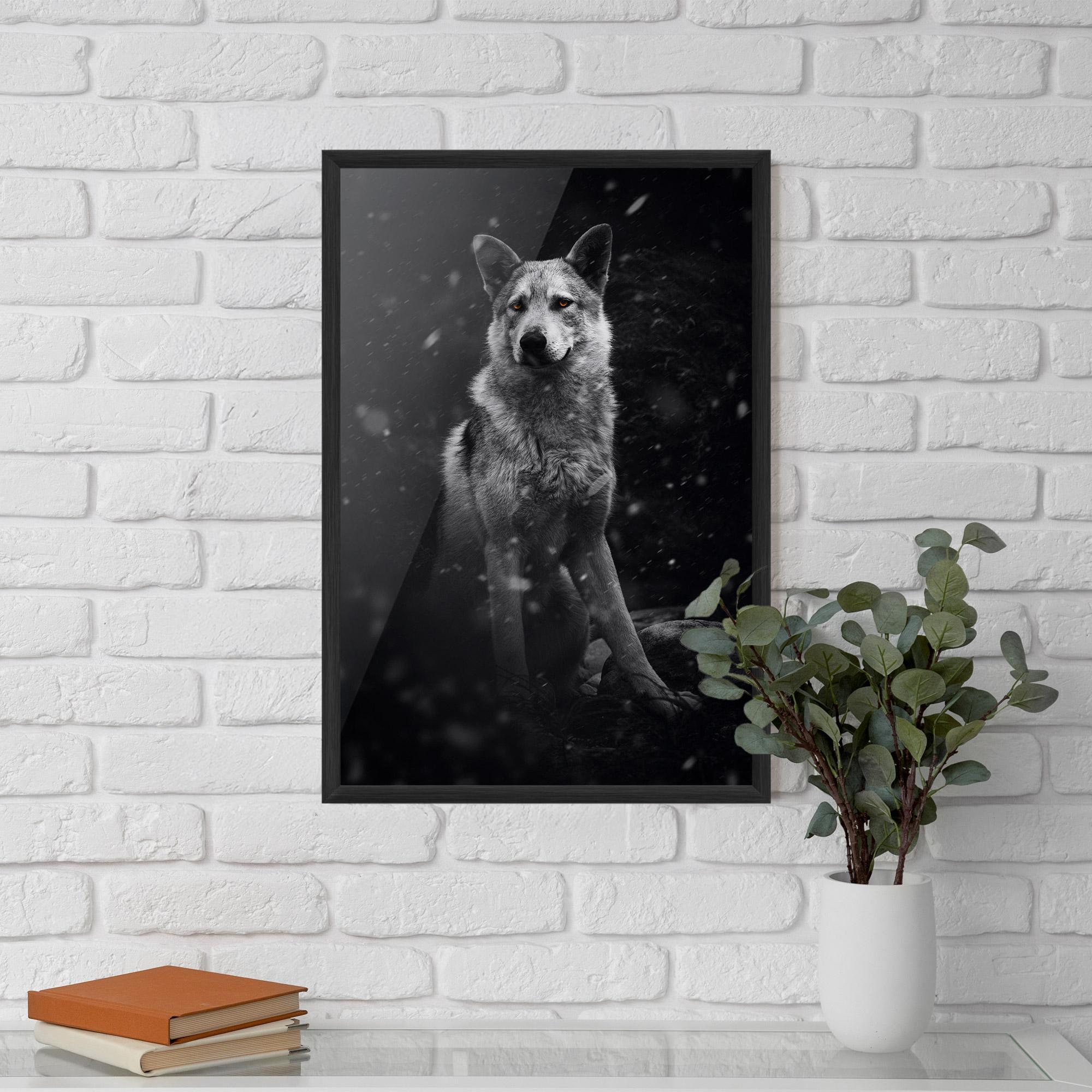 Gerahmte Poster Sitting Wolf mockup 5