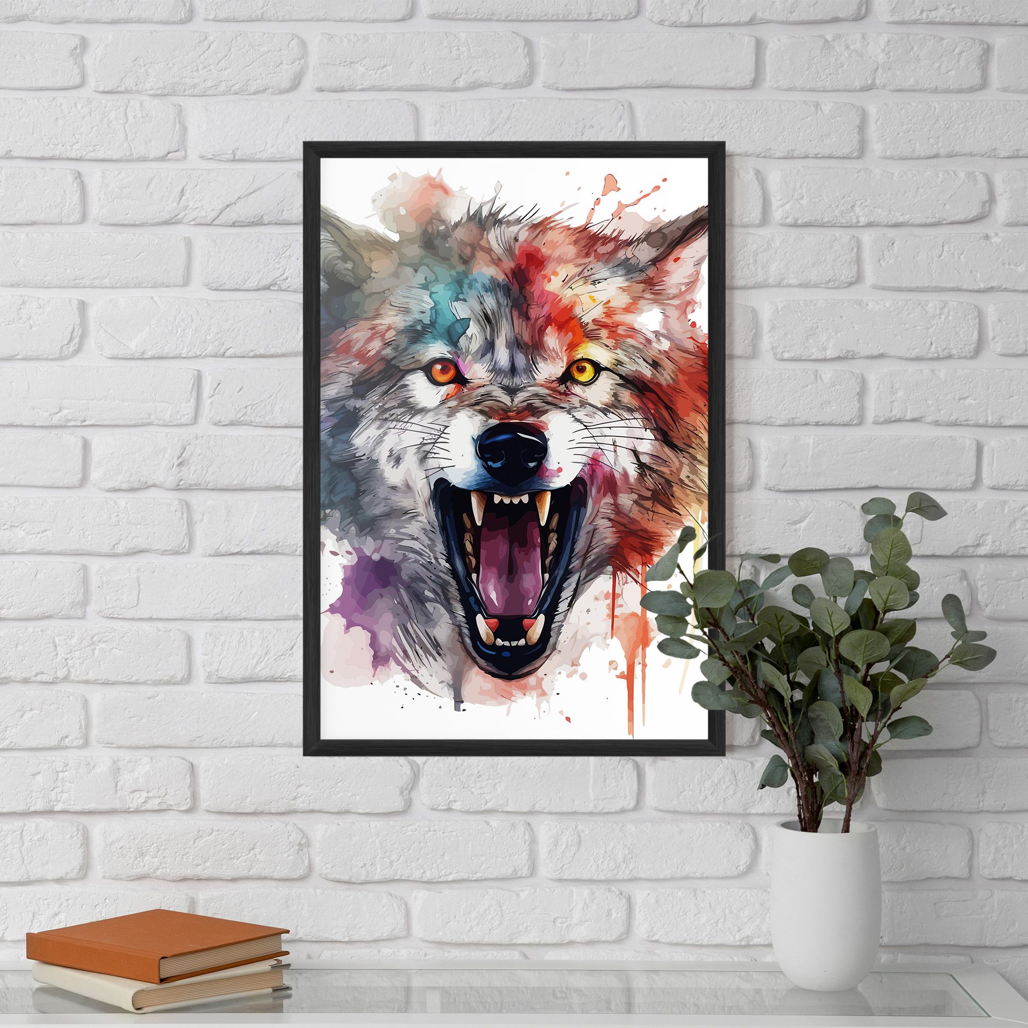 Watercolor Angry Wolf mockup 5