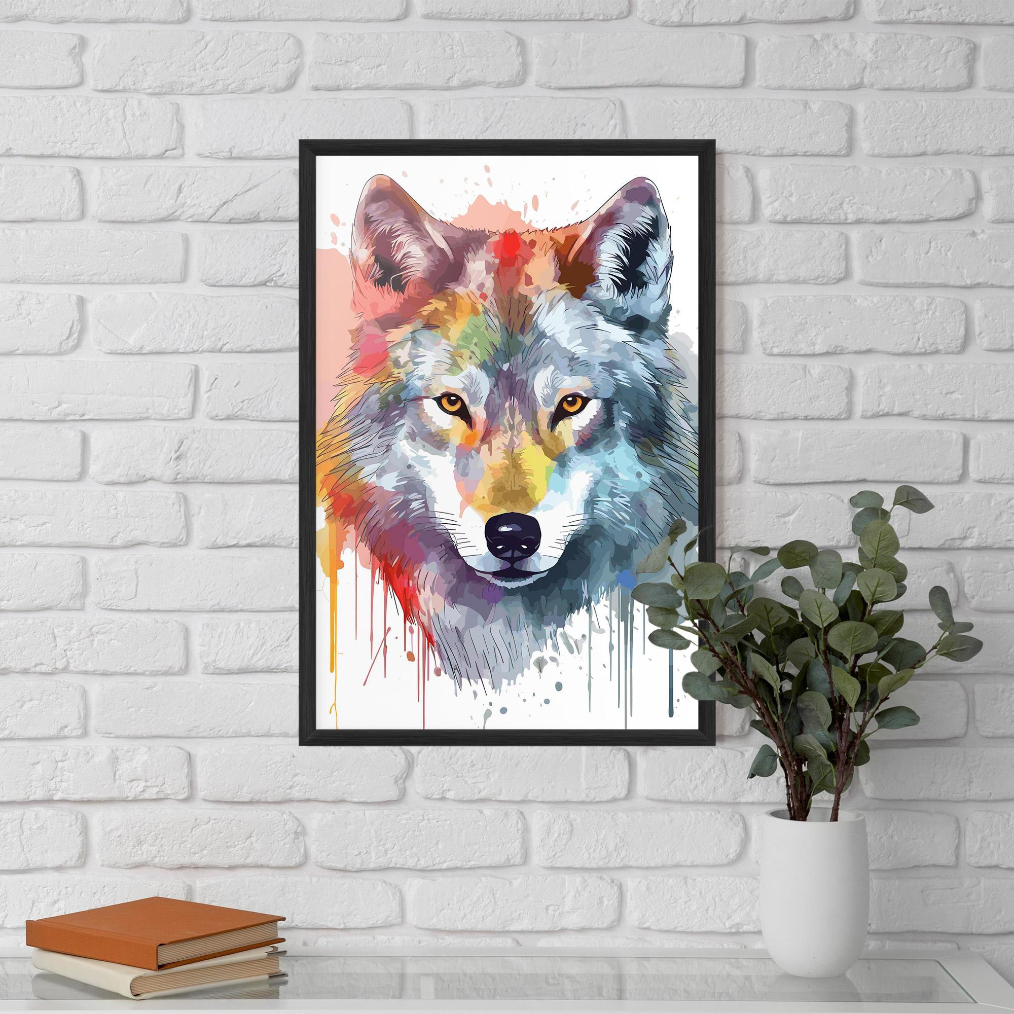 Gerahmte Poster Watercolor Wolf mockup 5