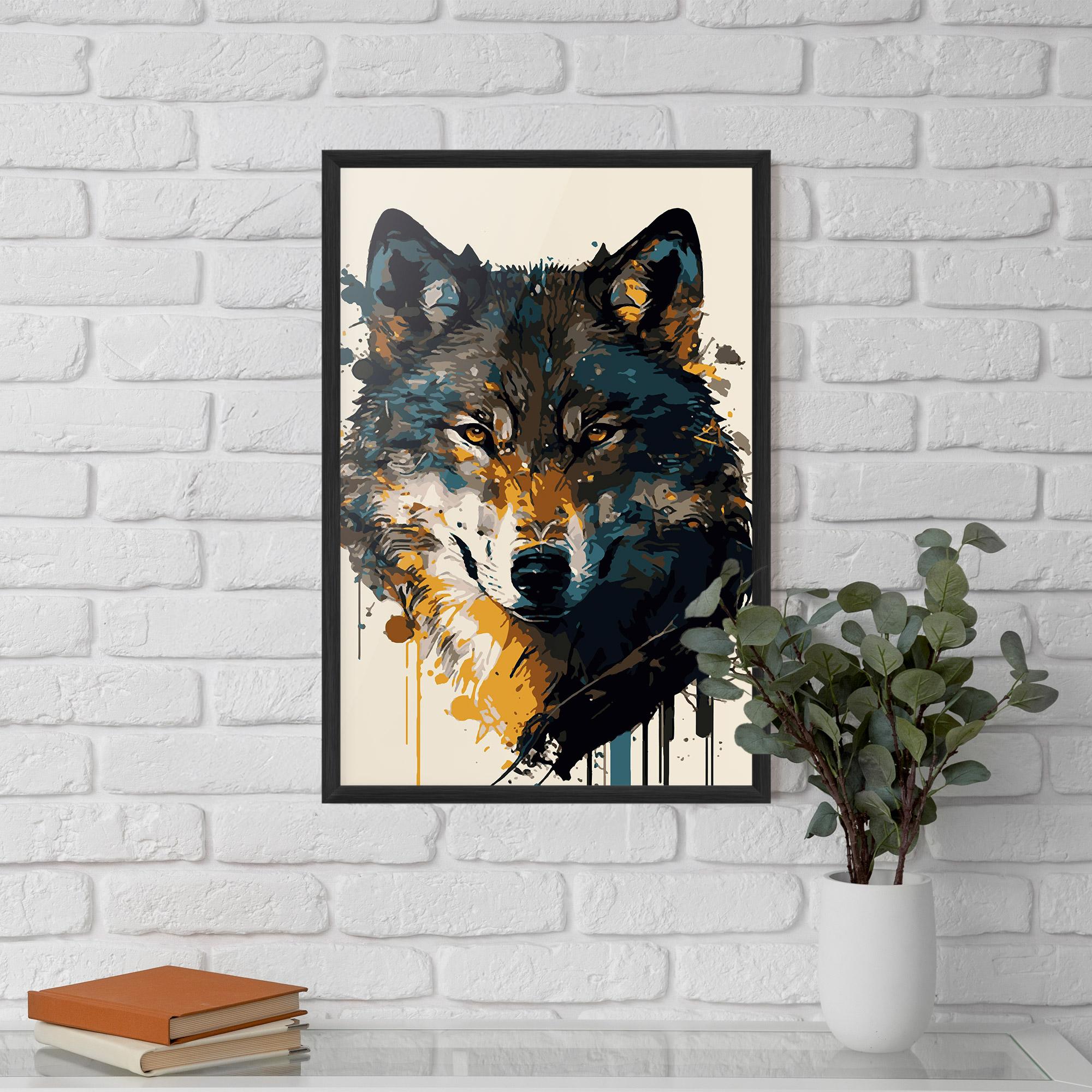 Gerahmte Poster Wolf Head Art mockup 5