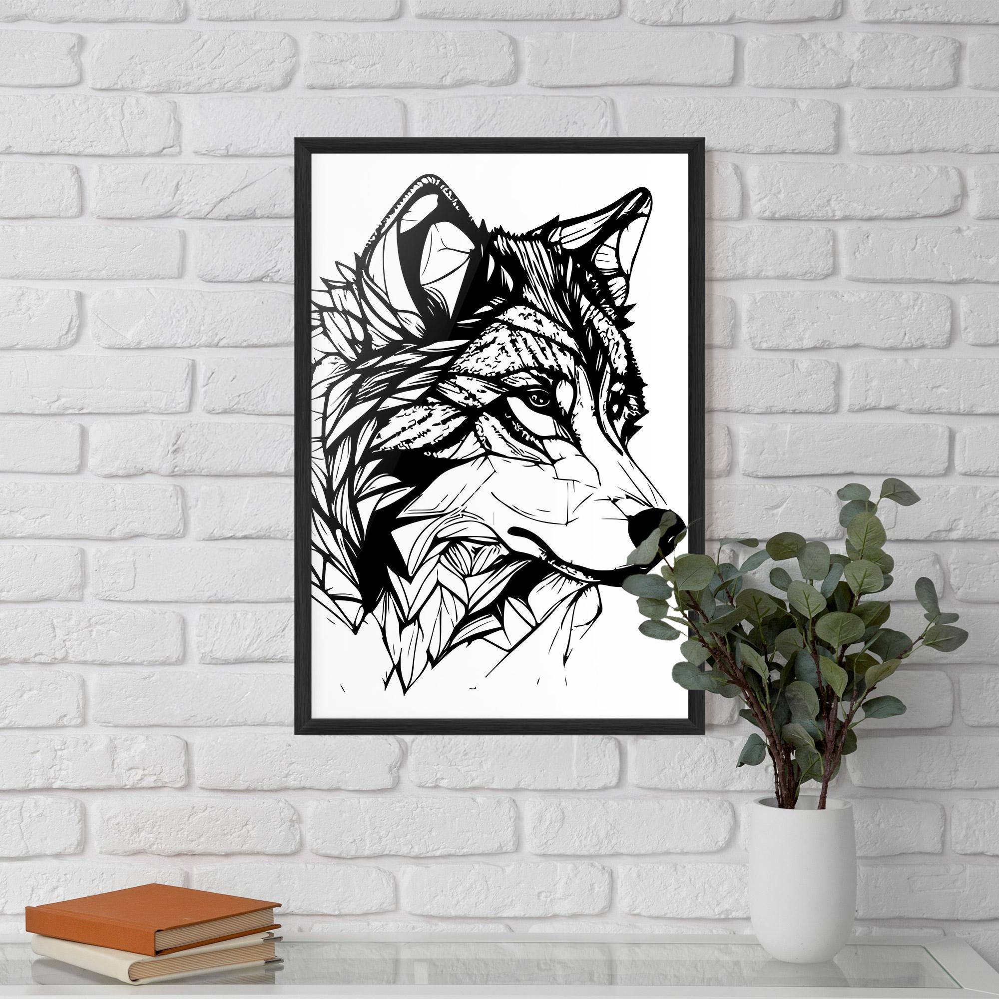 Gerahmte Poster Wolf Head Line mockup 5