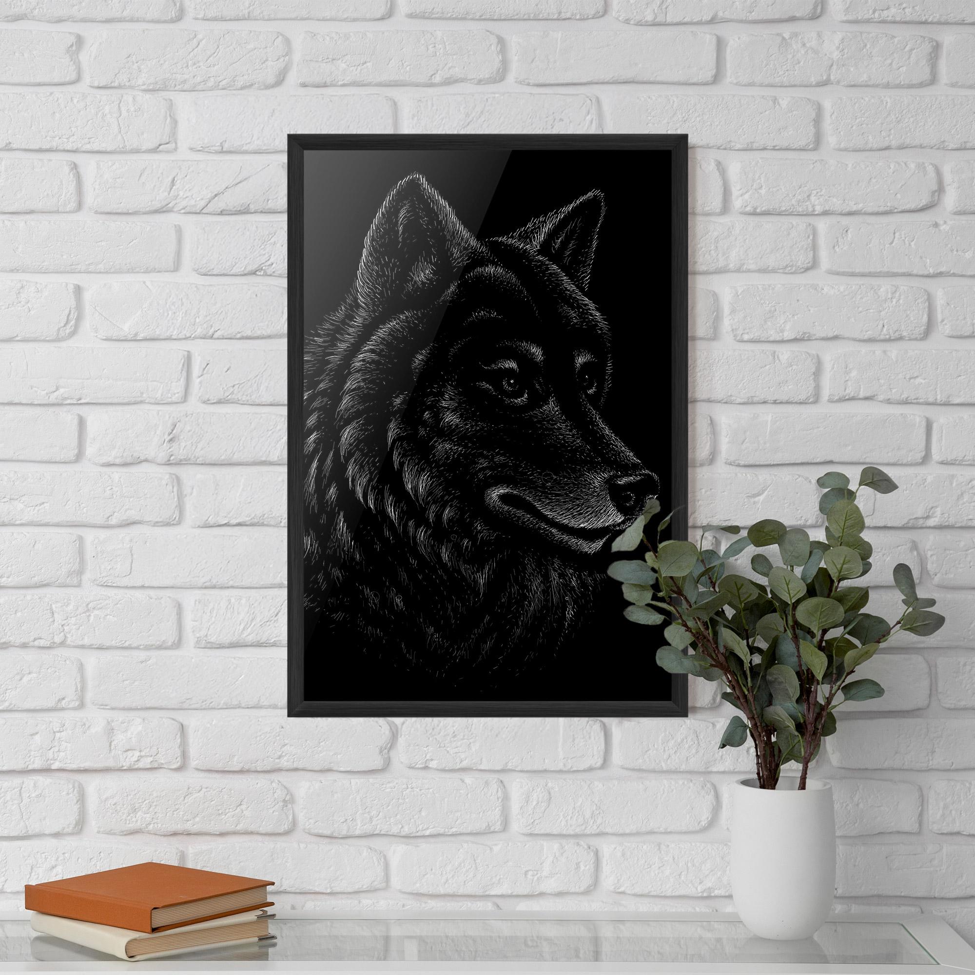 Gerahmte Poster Wolf Shillouette Head mockup 5