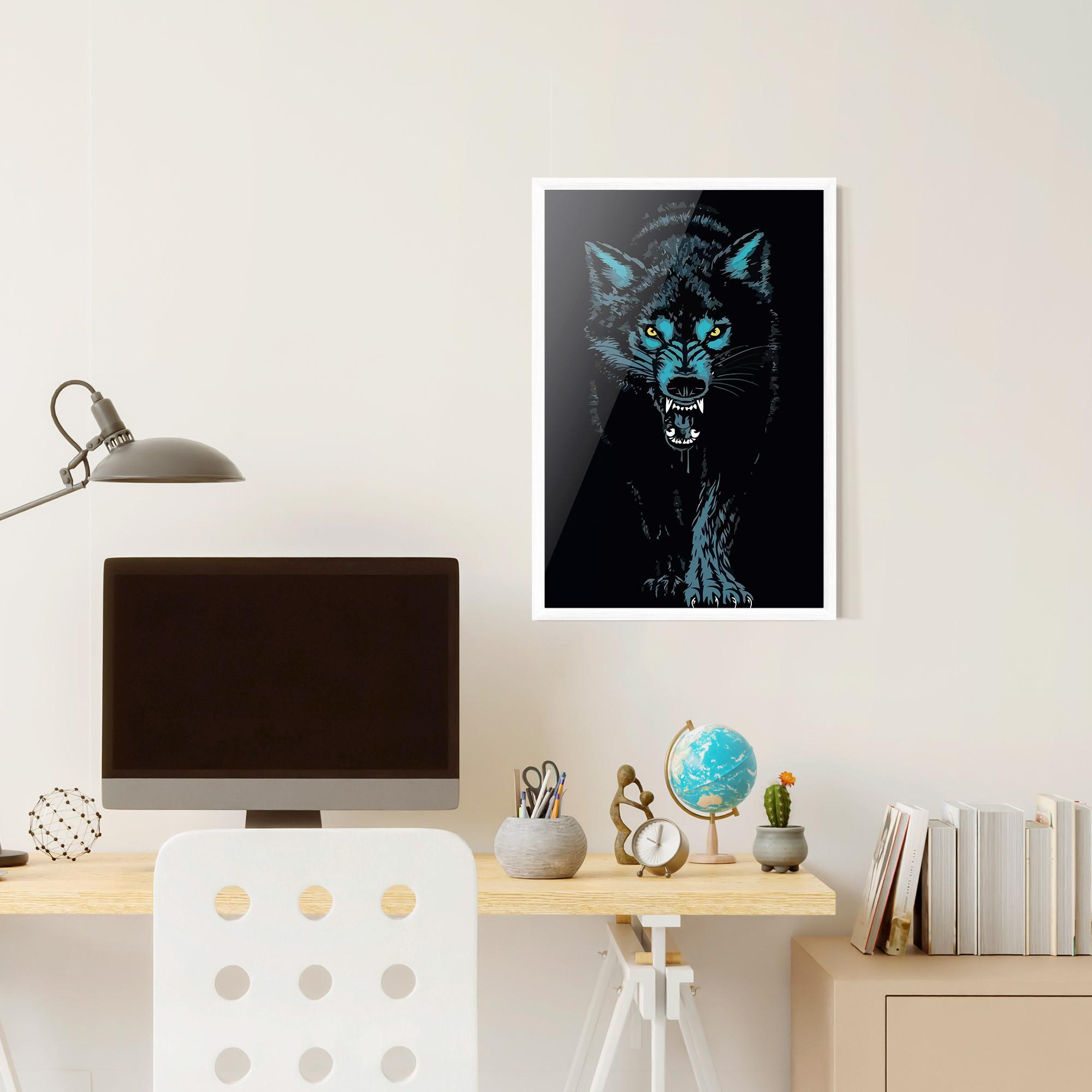 Gerahmte Poster Blue Wolf mockup 6