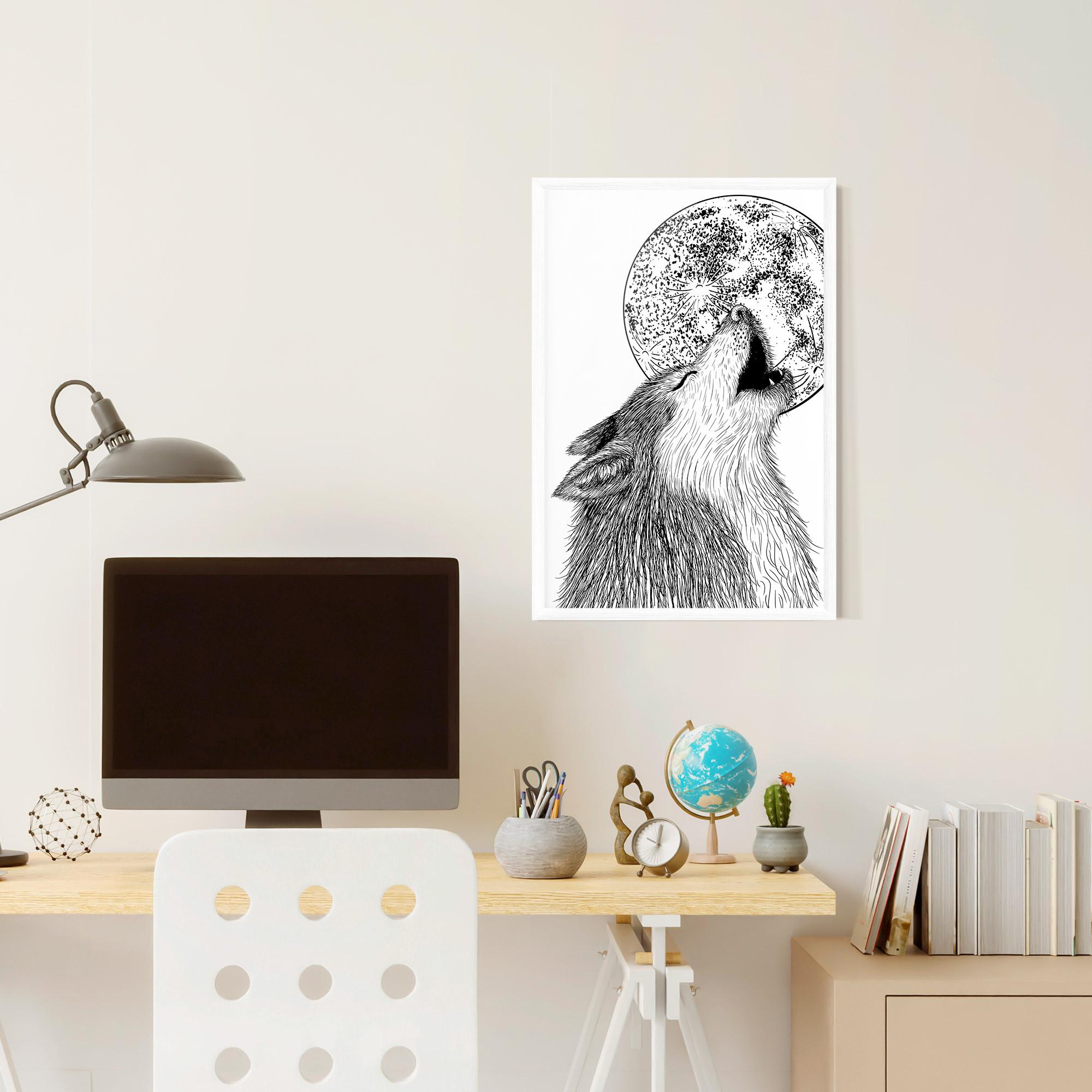 Gerahmte Poster Pretty Moon Wolf mockup 6