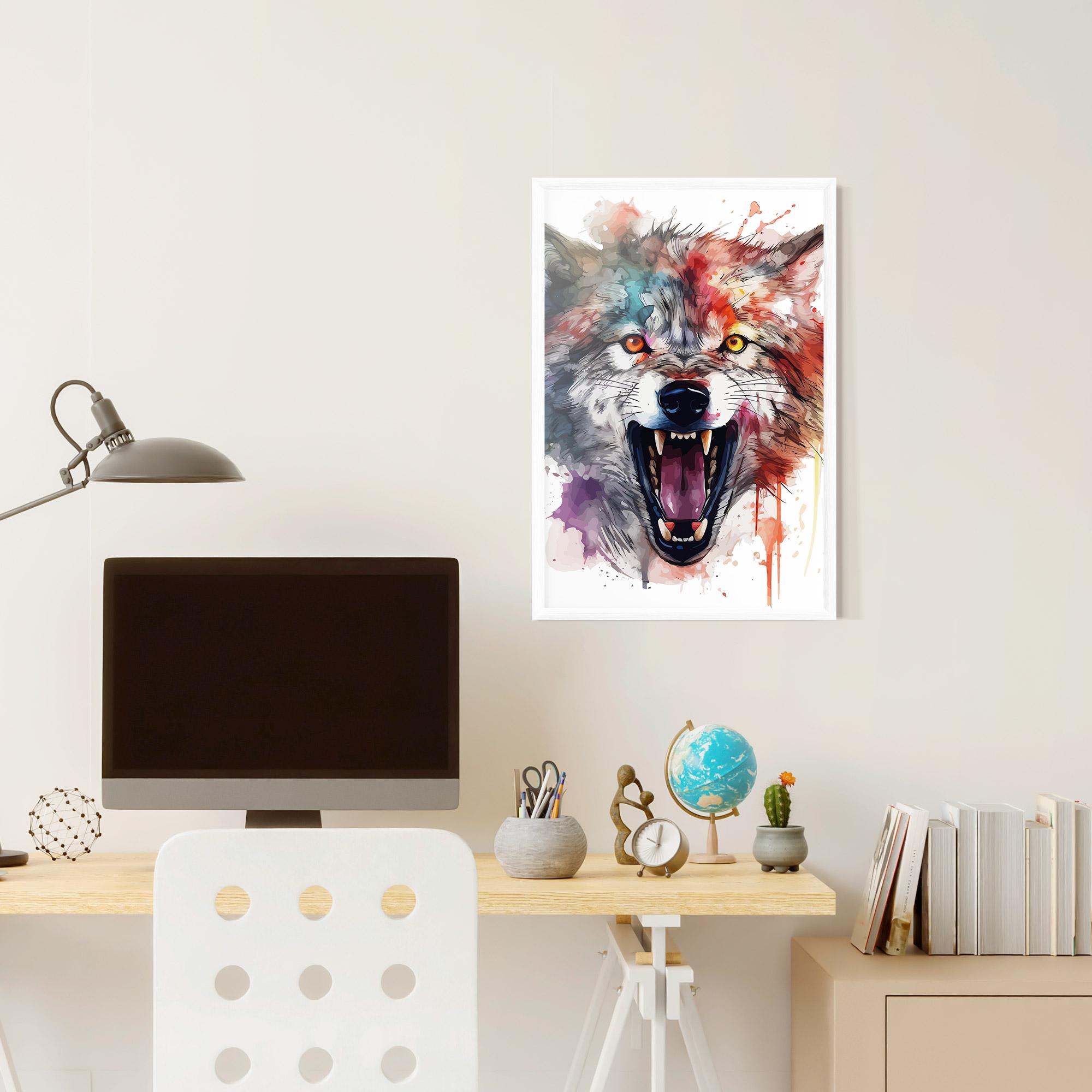 Gerahmte Poster Watercolor Angry Wolf mockup 6