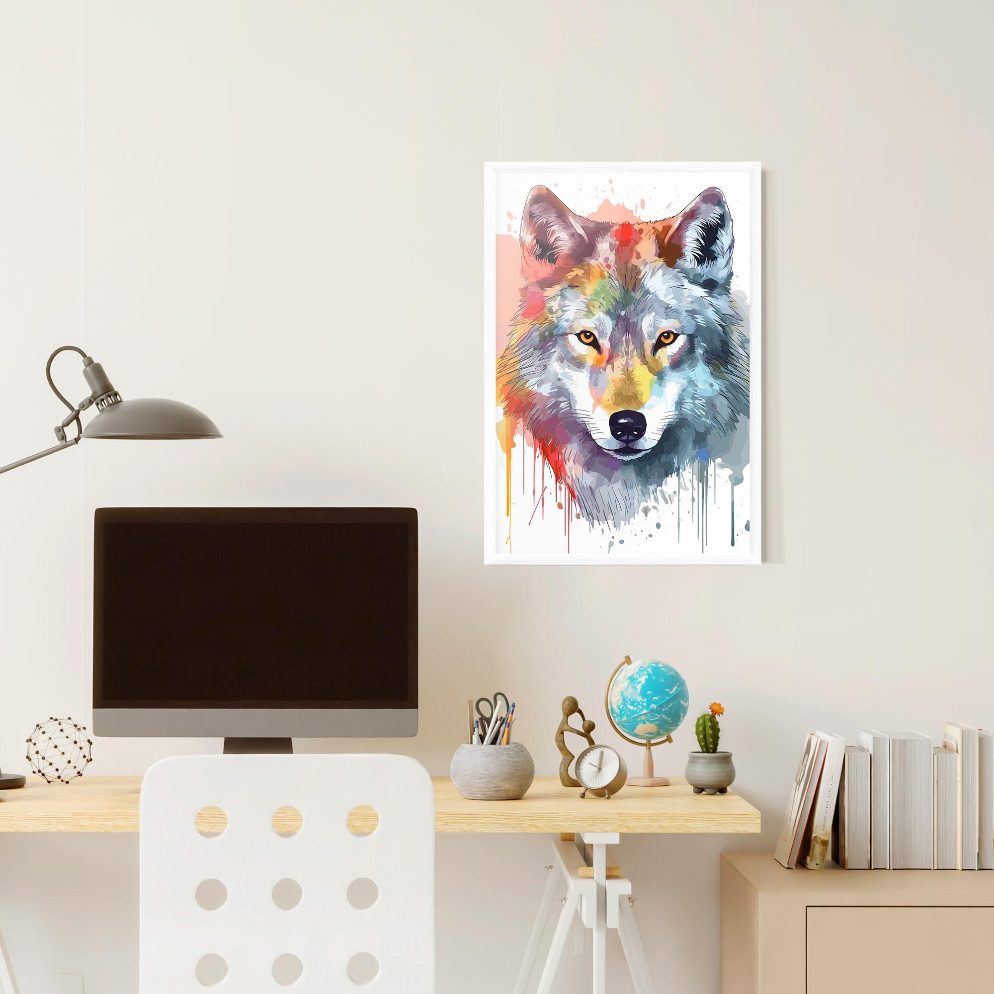 Gerahmte Poster Watercolor Wolf mockup 6