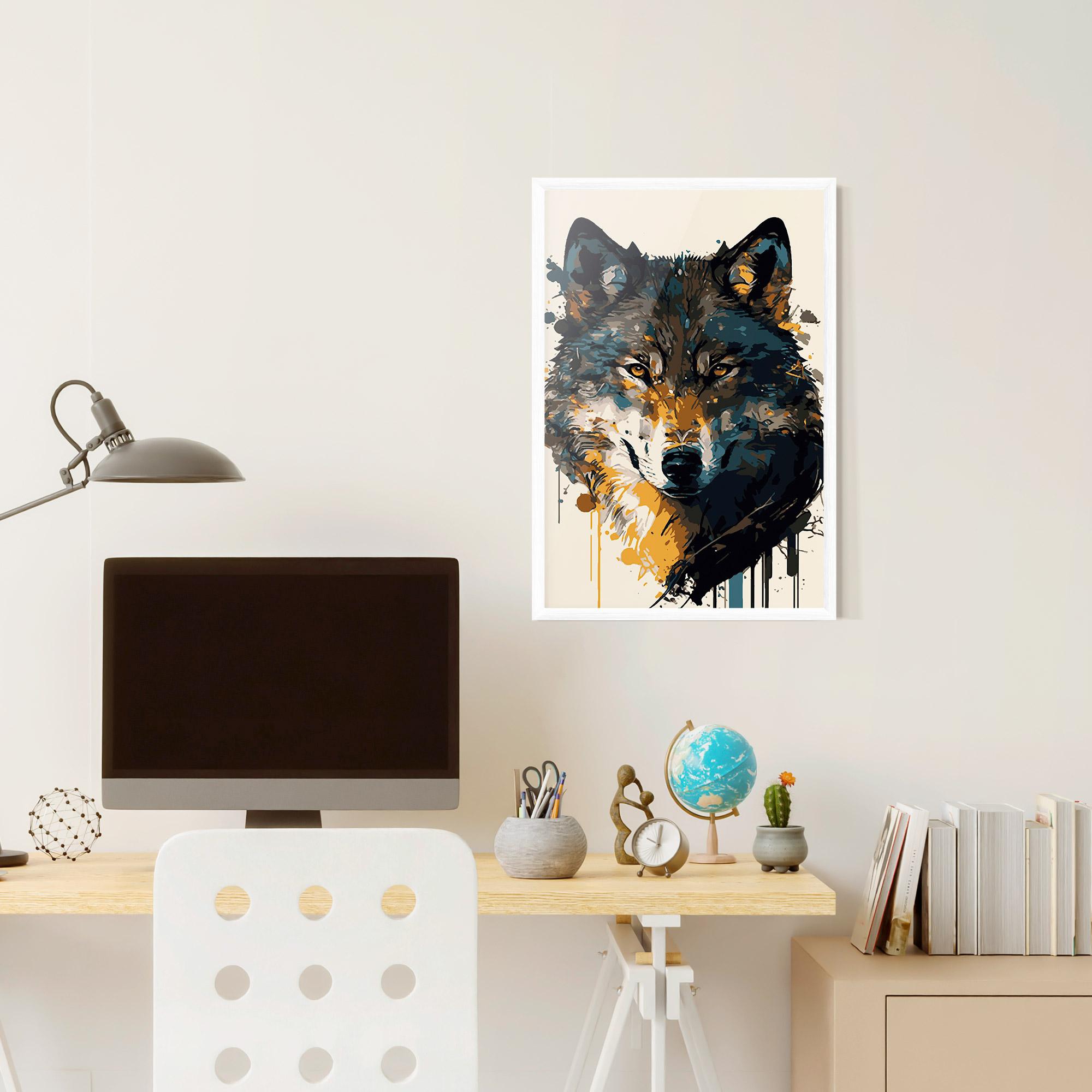 Gerahmte Poster Wolf Head Art mockup 6
