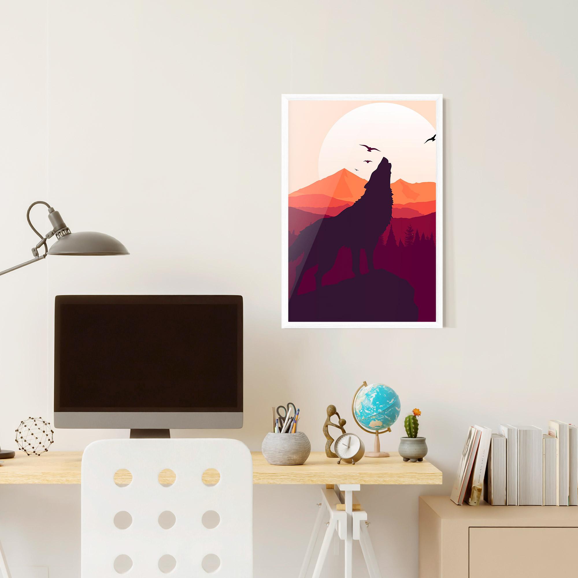 Gerahmte Poster Wolf Pink Moon mockup 6