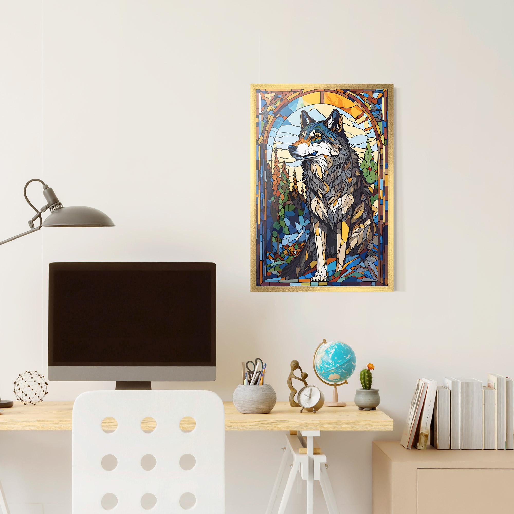 Gerahmte Poster Glass Wolf mockup 6