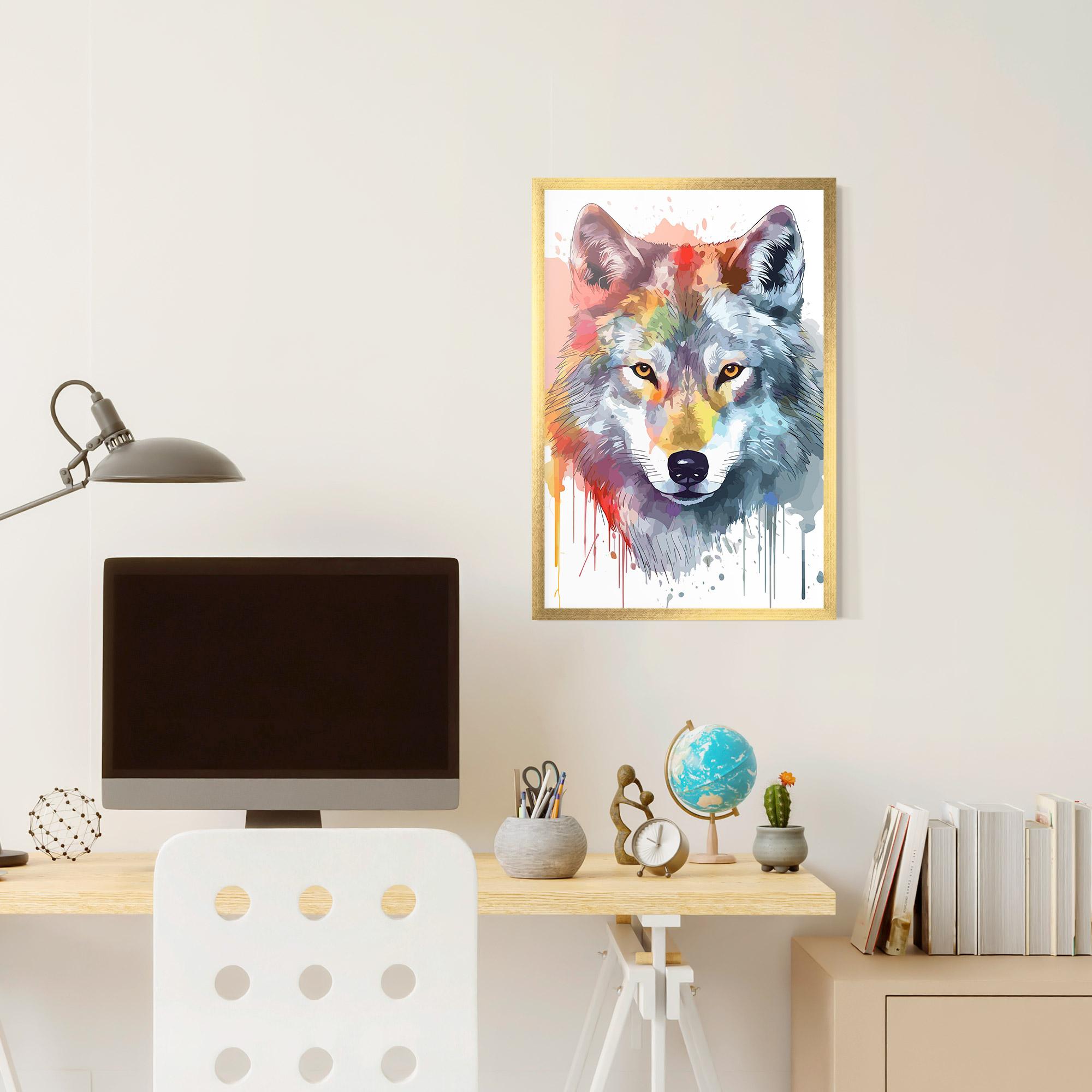 Gerahmte Poster Watercolor Wolf mockup 6