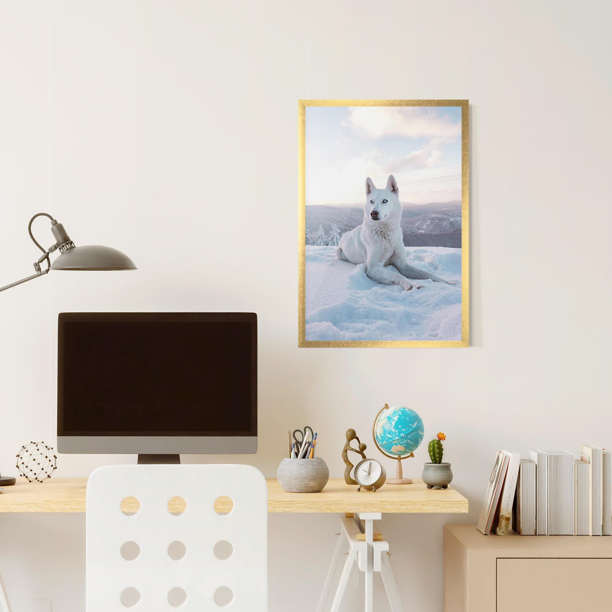 Gerahmte Poster White Snow Wolf mockup 6