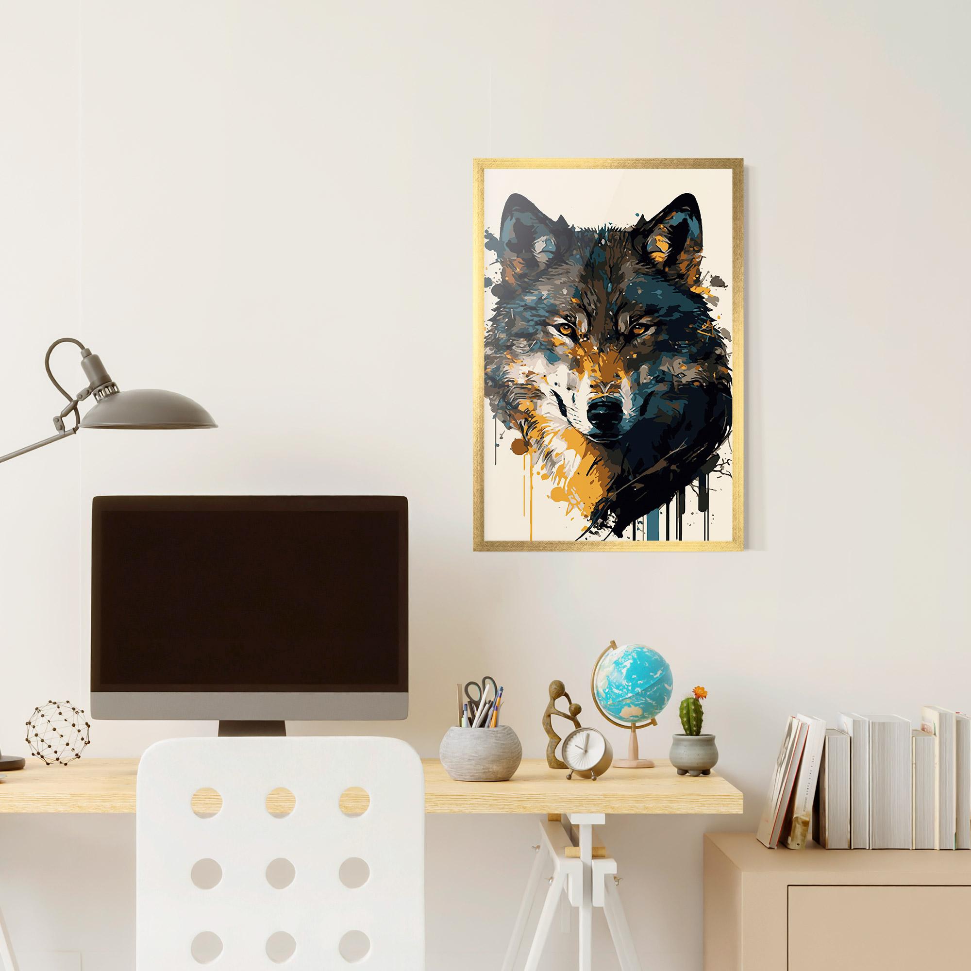 Gerahmte Poster Wolf Head Art mockup 6