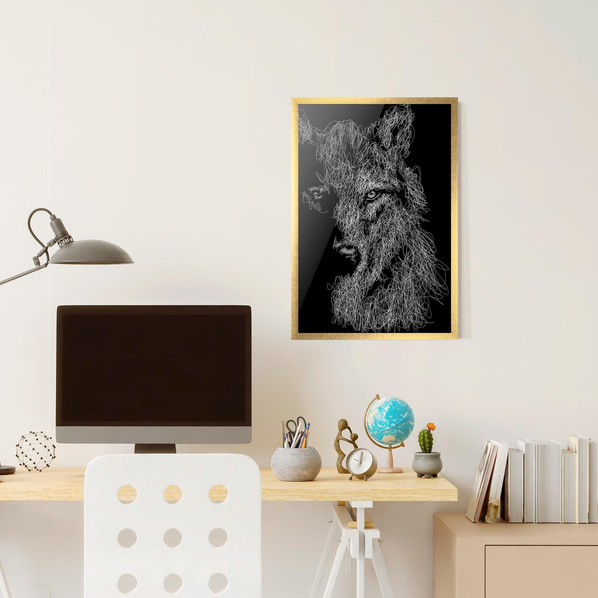 Gerahmte Poster Wolf Line mockup 6