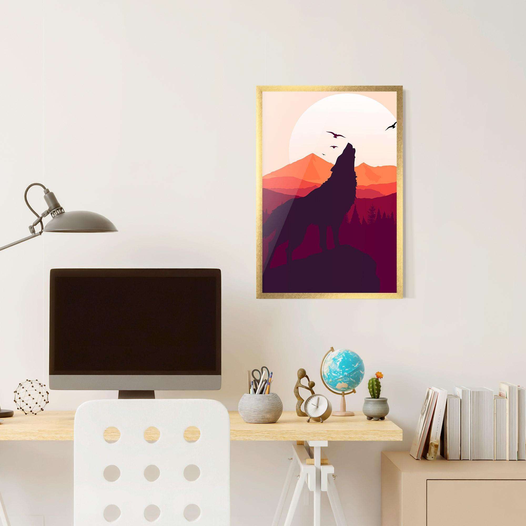 Gerahmte Poster Wolf Pink Moon mockup 6