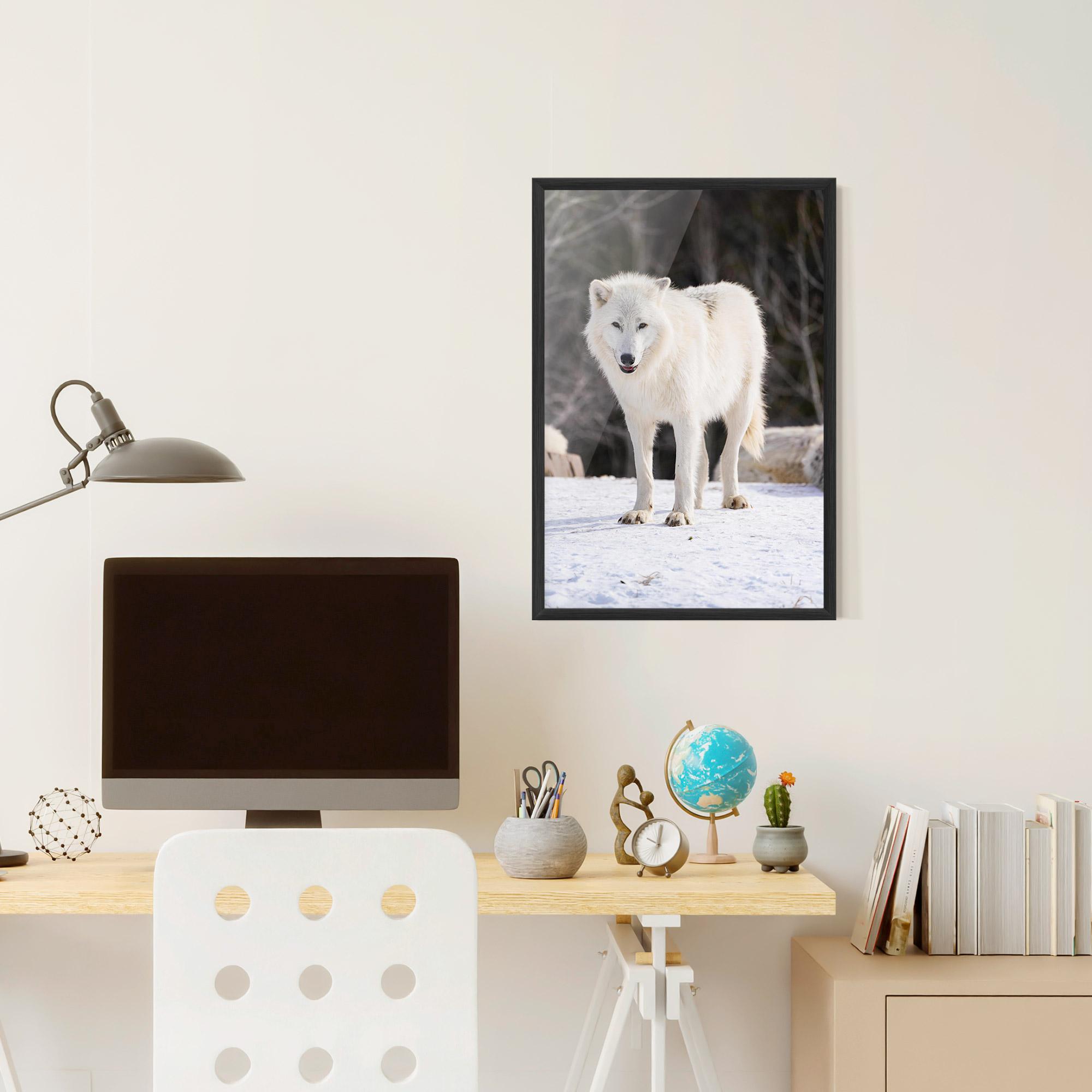 Gerahmte Poster Beautiful White Wolf mockup 6