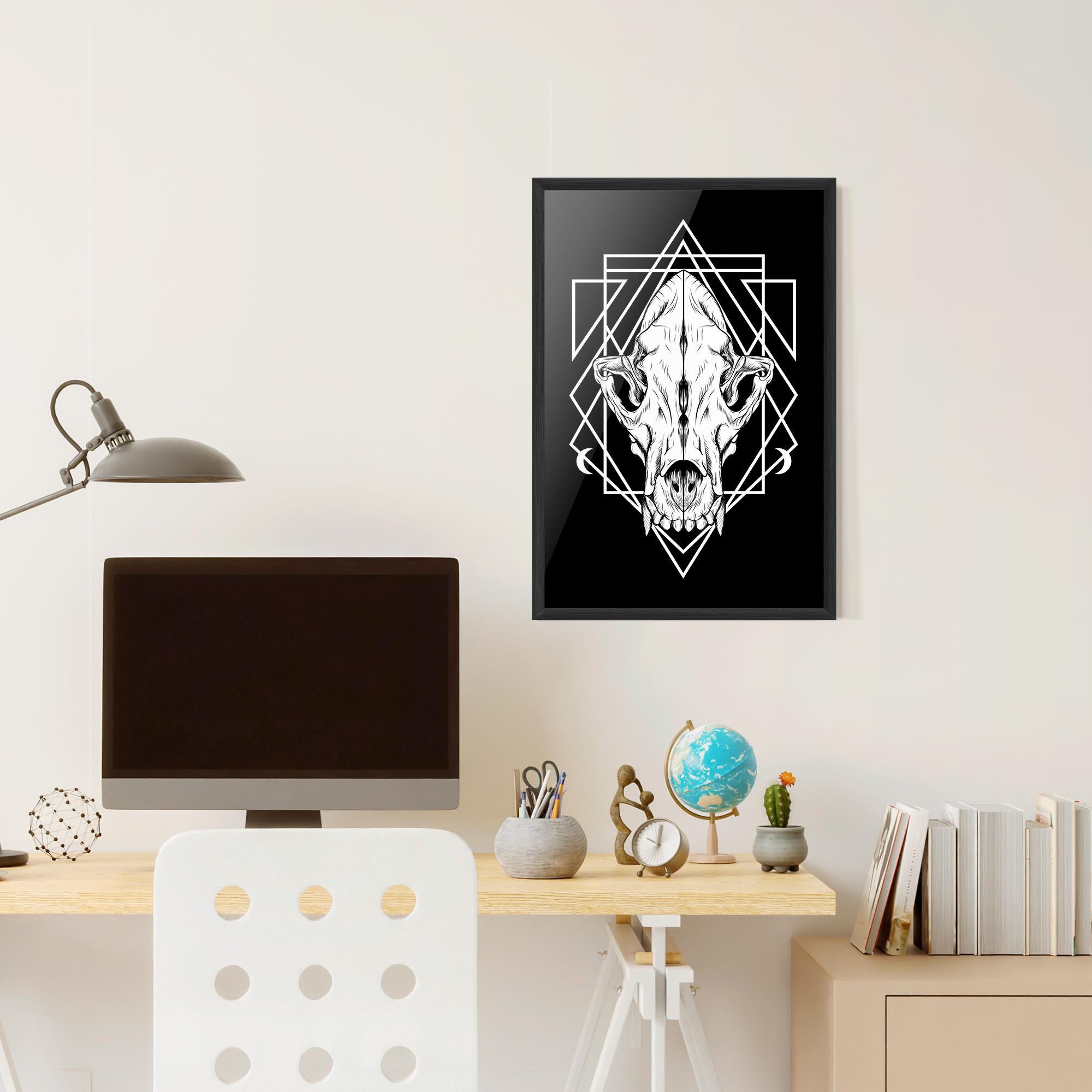 Gerahmte Poster Dark Wolf Skull mockup 6