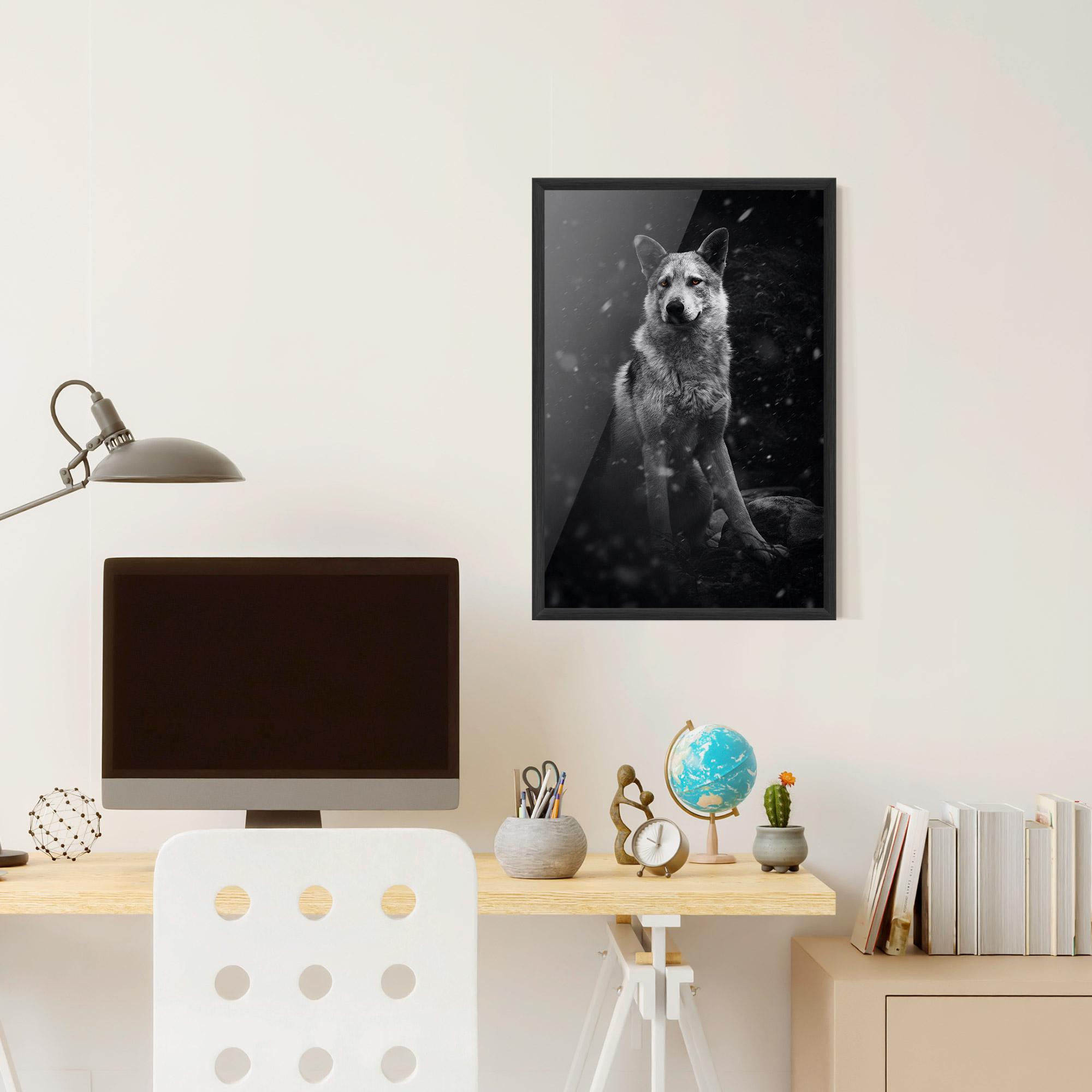 Gerahmte Poster Sitting Wolf mockup 6