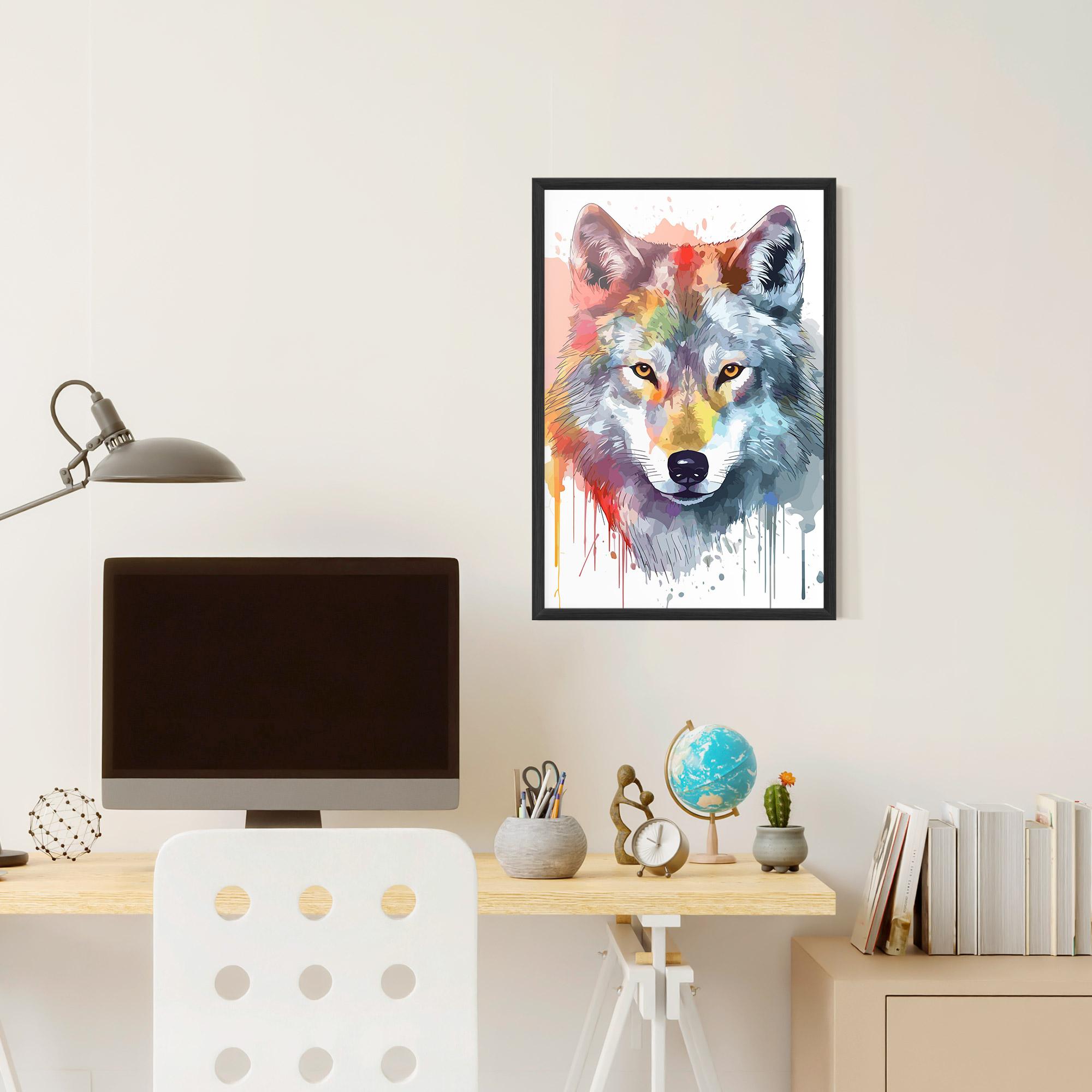 Gerahmte Poster Watercolor Wolf mockup 6